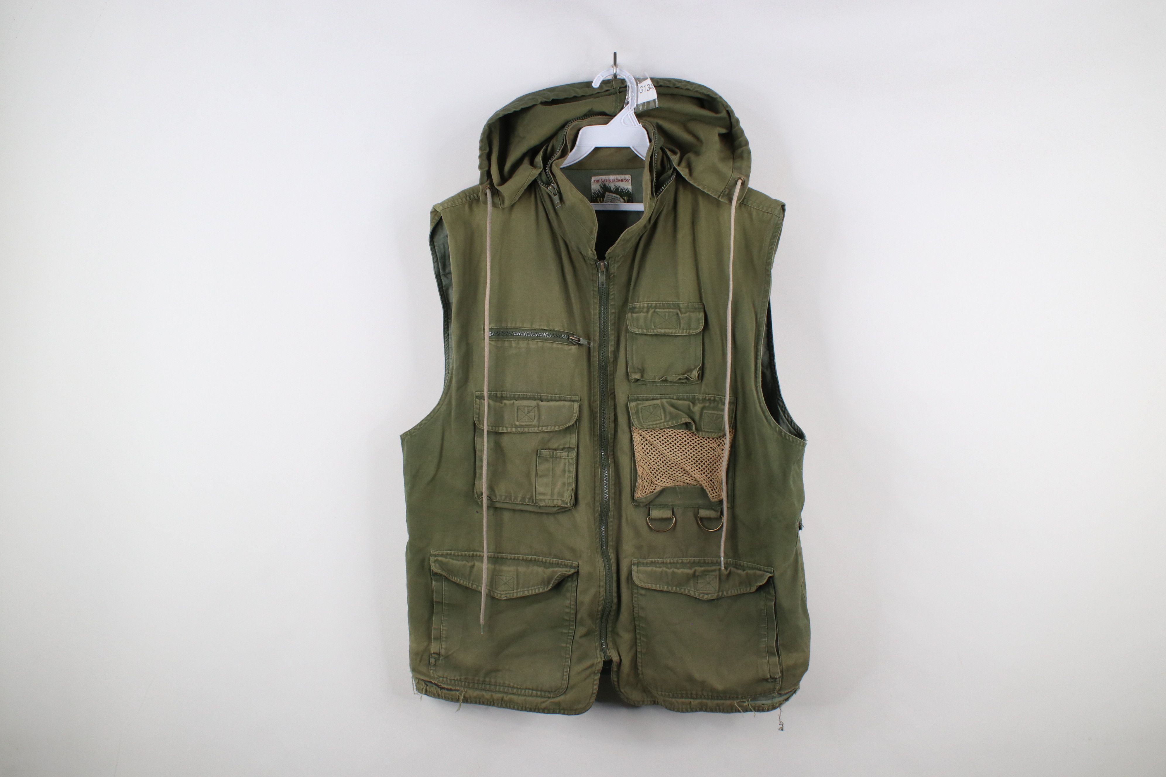 Vintage Vintage 90s Streetwear Tactical Hooded Vest Jacket Green Size US L / EU 52-54 / 3 - 1 Thumbnail