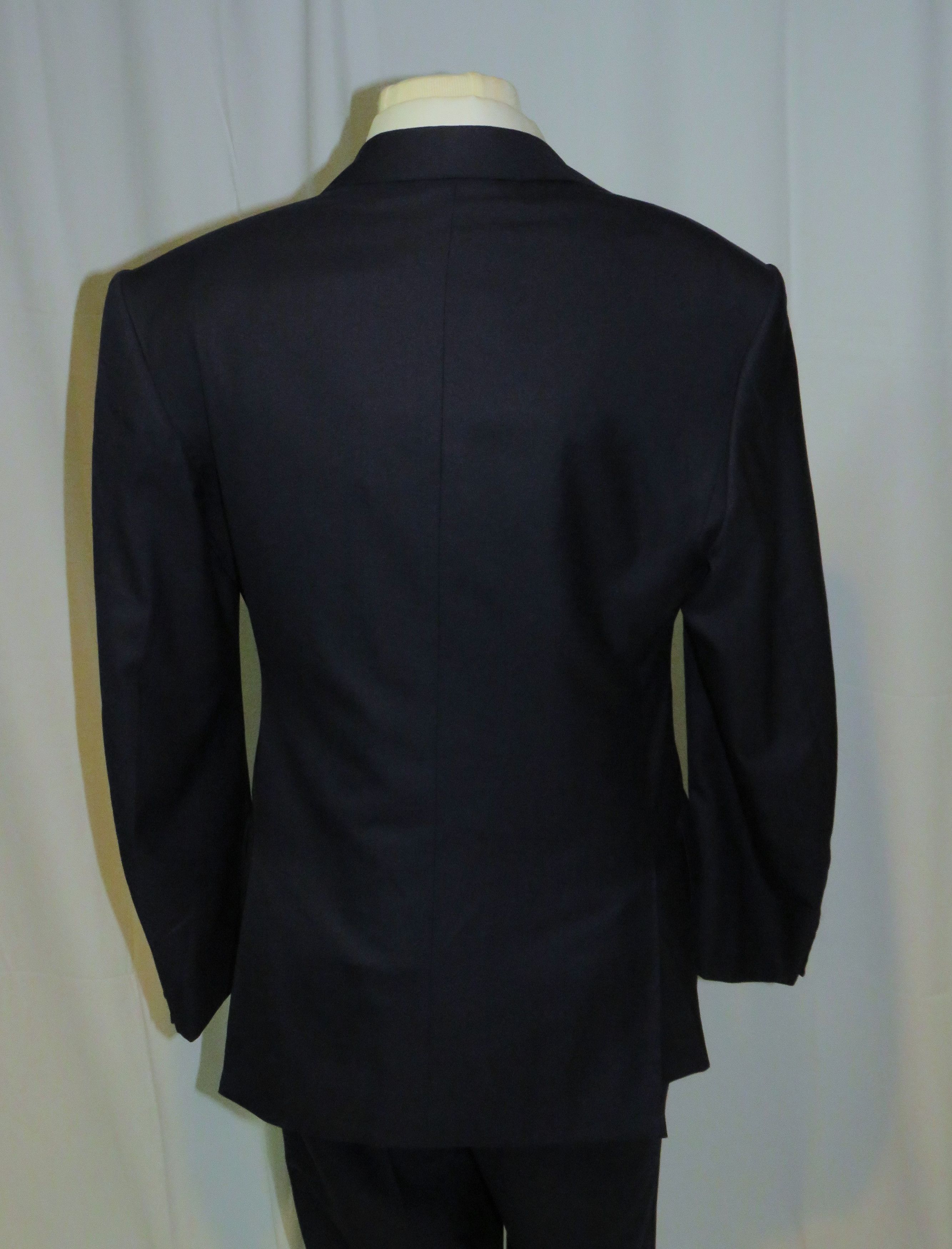 Huntsman × Savile Row Bespoke 2021 Solid Navy One Button Suit 36S Size 36S - 12 Thumbnail