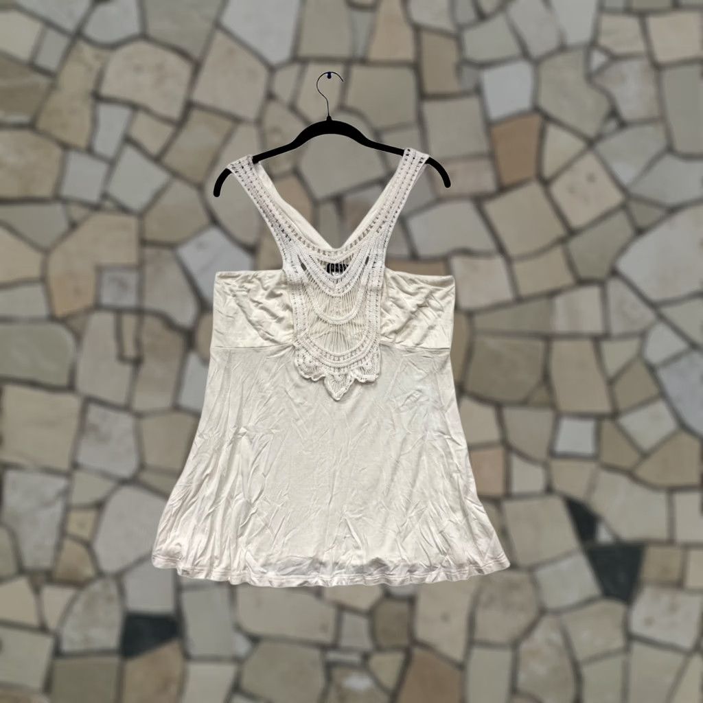 Venus Venus White Tank Top Women's XL Crochet Racerback Cotton Jersey Sleeveless 691A Size XL / US 12-14 / IT 48-50 - 1 Thumbnail
