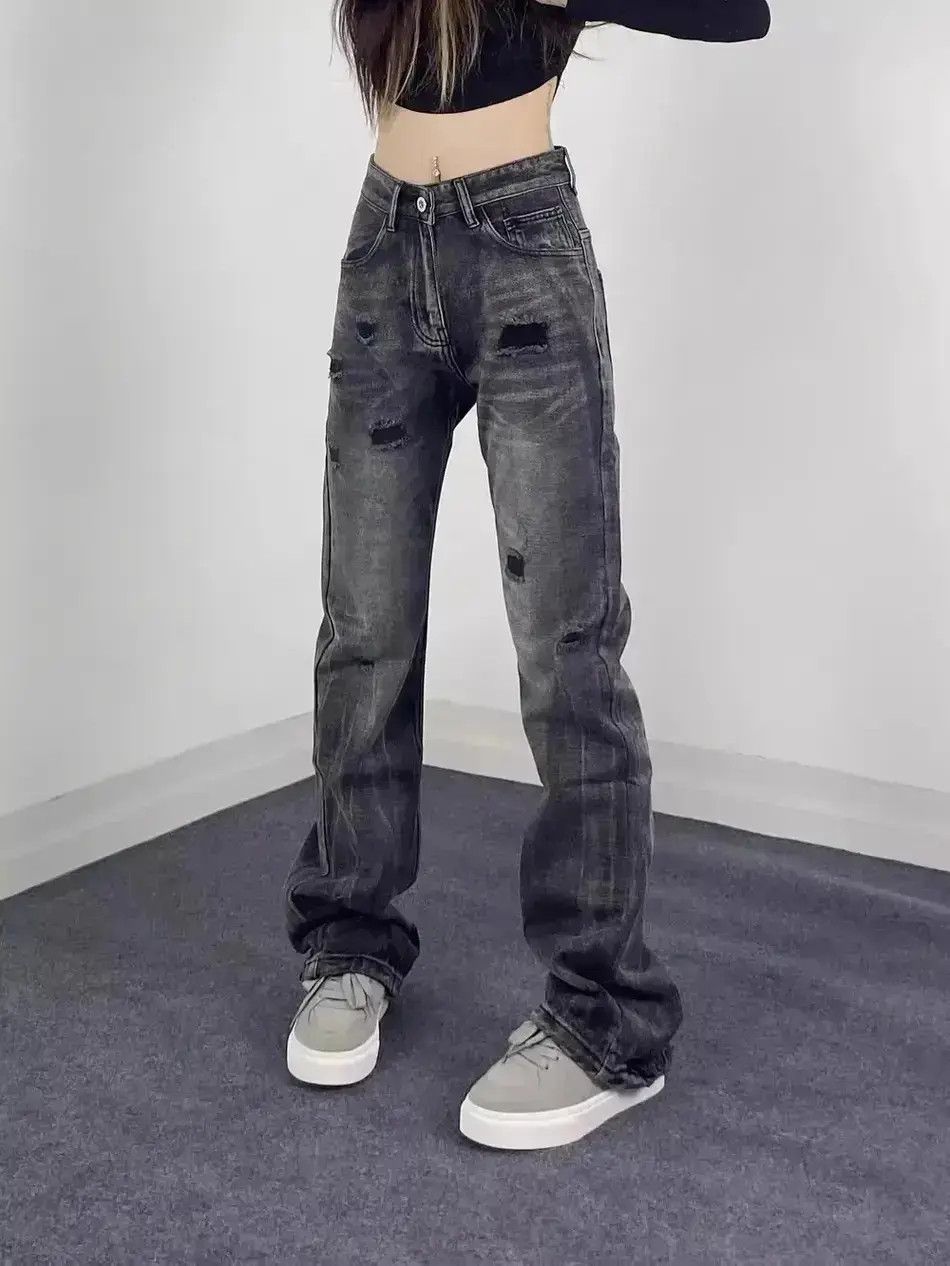 Japanese Brand Retro slim fit micro flared distressed jeans Size US 32 / EU 48 - 3 Thumbnail