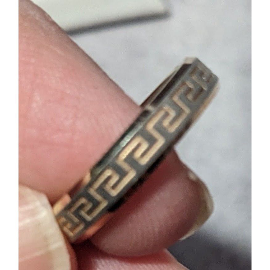 Other Rose Gold Tone Stainless Steel Greek Key Engraved Ring Size Size ONE SIZE - 4 Thumbnail