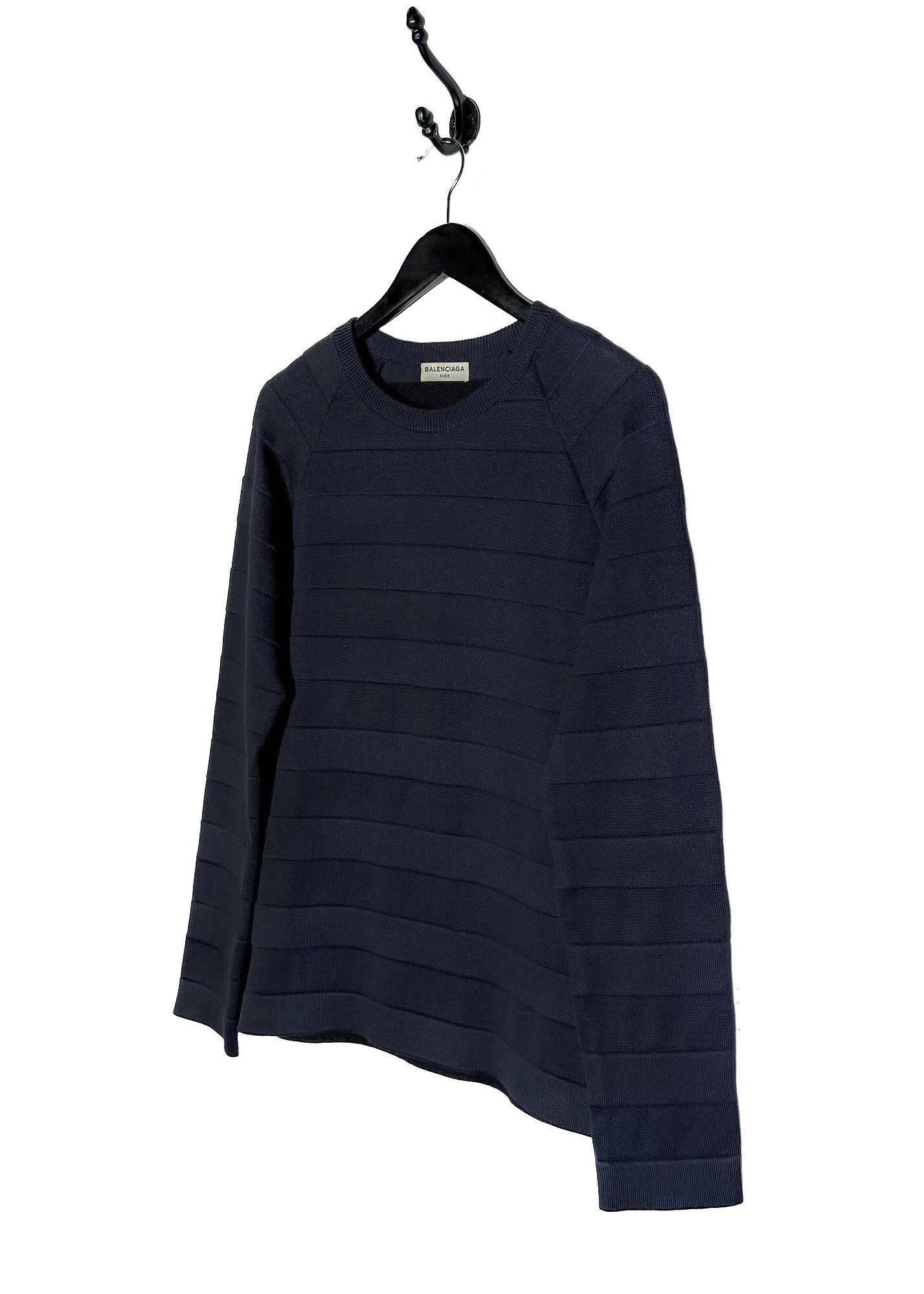 Balenciaga Balenciaga 2014 Navy Tonal Striped Band Crewneck Sweater Size US M / EU 48-50 / 2 - 2 Thumbnail
