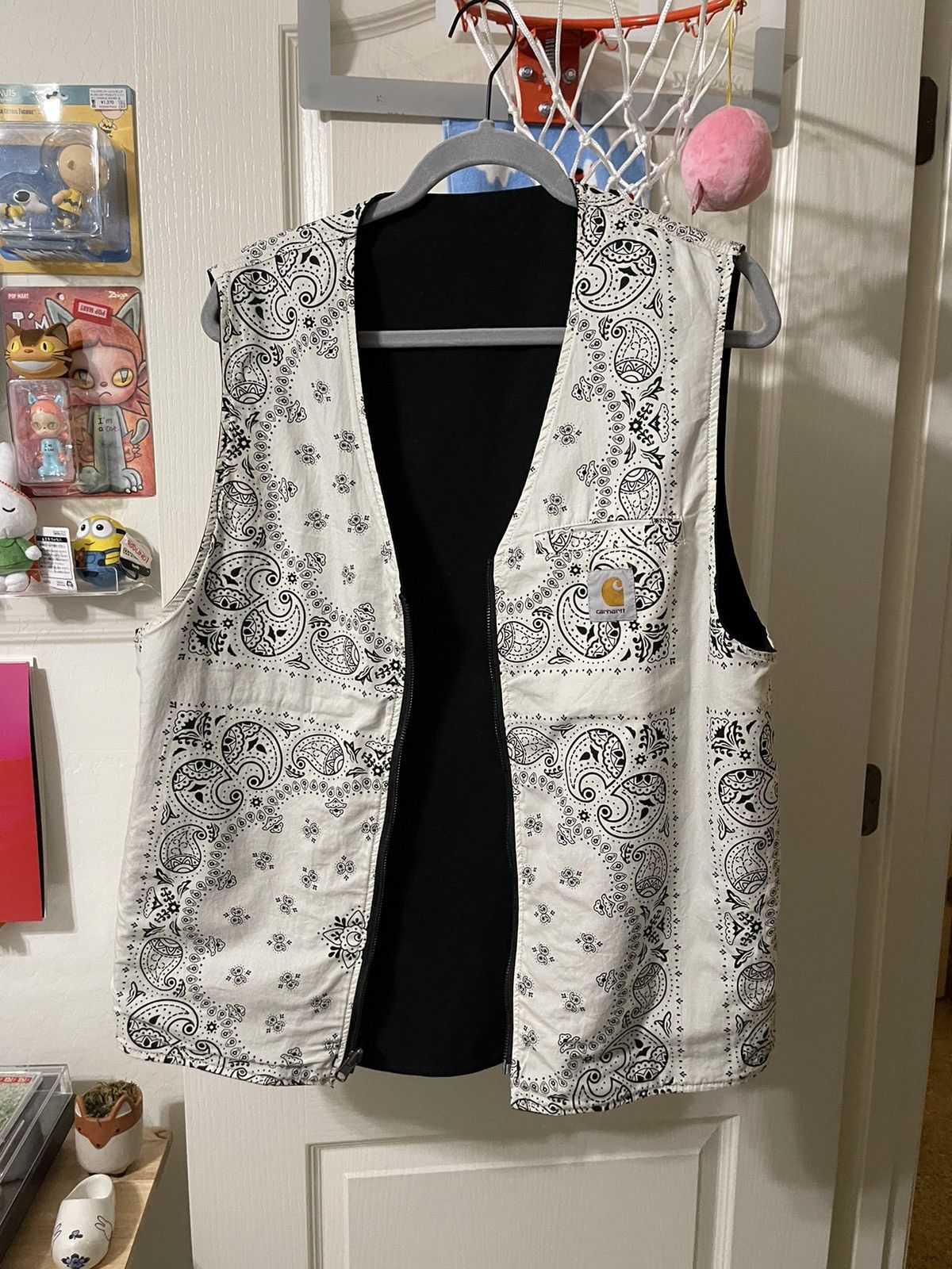 image of Carhartt Wip Bandana Reversible Vest in White, Men's (Size Large)