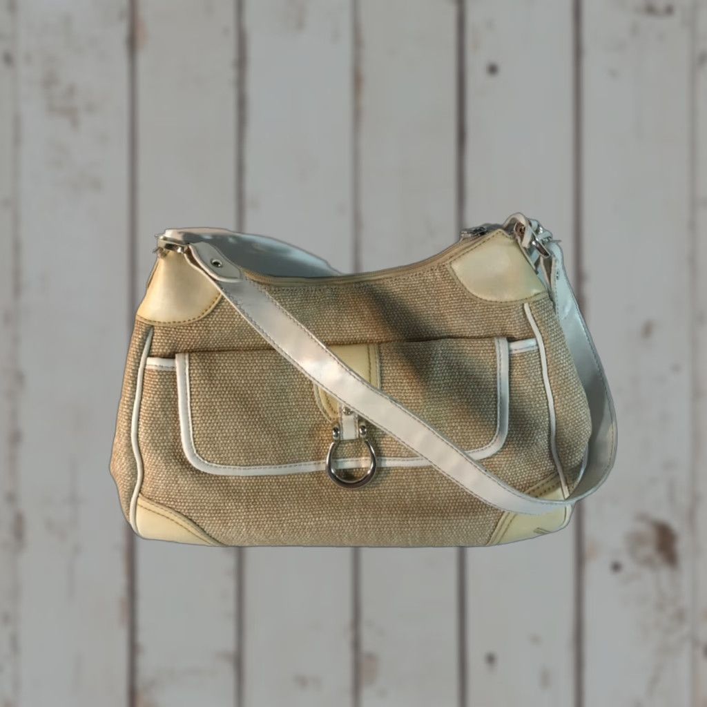 Etienne Aigner VINTAGE Etienne Aigner Women's Shoulder Bag Leather & Tweed Medium Beige White Casual Travel Pack Size ONE SIZE - 1 Thumbnail