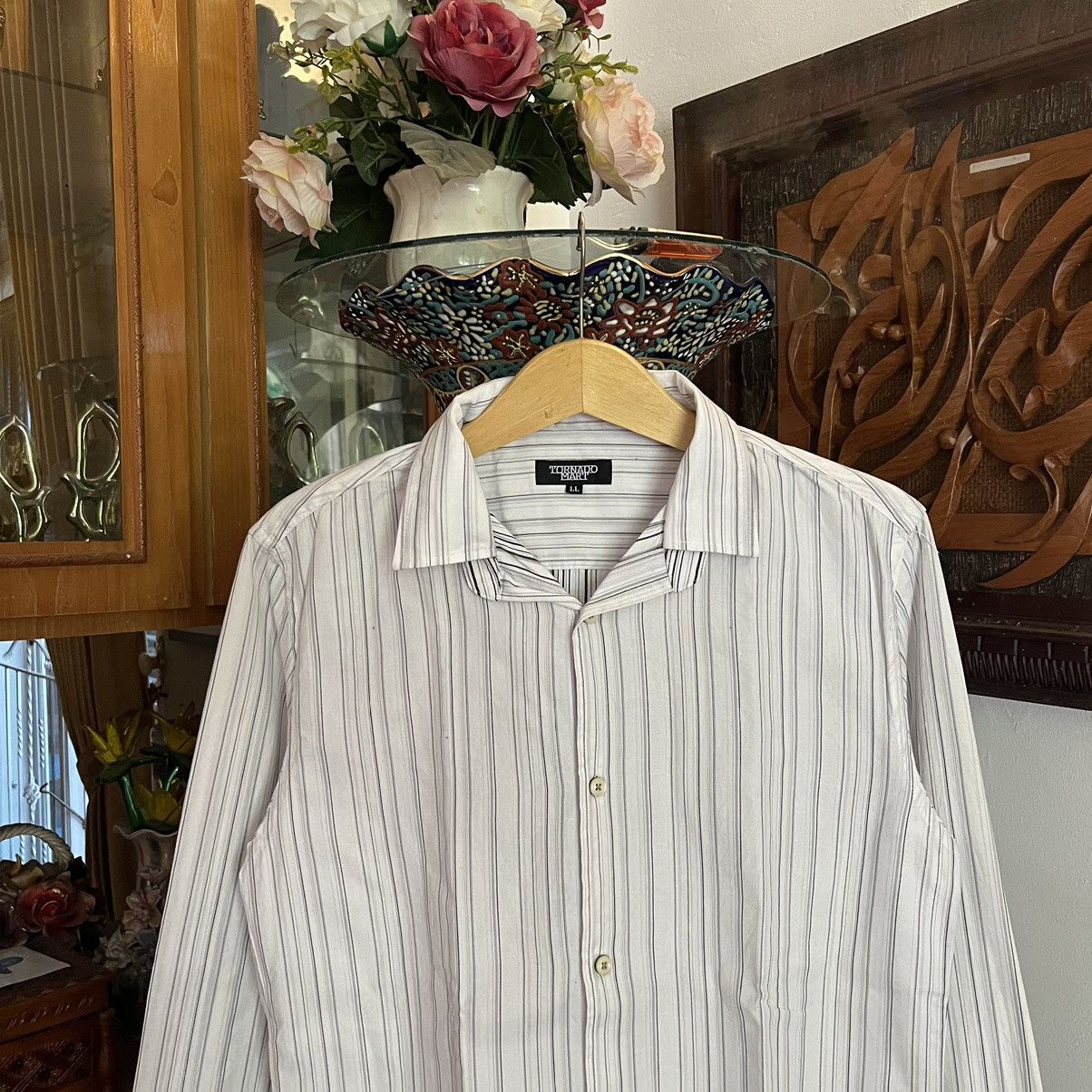 Tornado Mart Tornado Mart Reverse Double Collar Striped Shirt Size US L / EU 52-54 / 3 - 3 Thumbnail