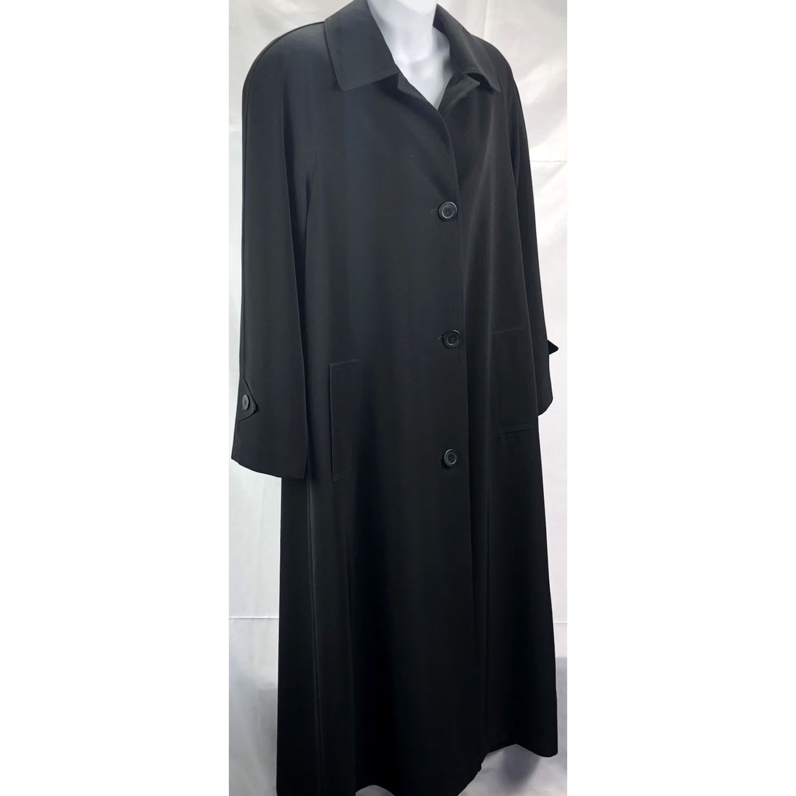 Worthington Worthington long trench coat Coat 6 Black notch collar pockets lined Women's Coat Long Black Gothic Career 90s style Size M / US 6-8 / IT 42-44 - 2 Thumbnail
