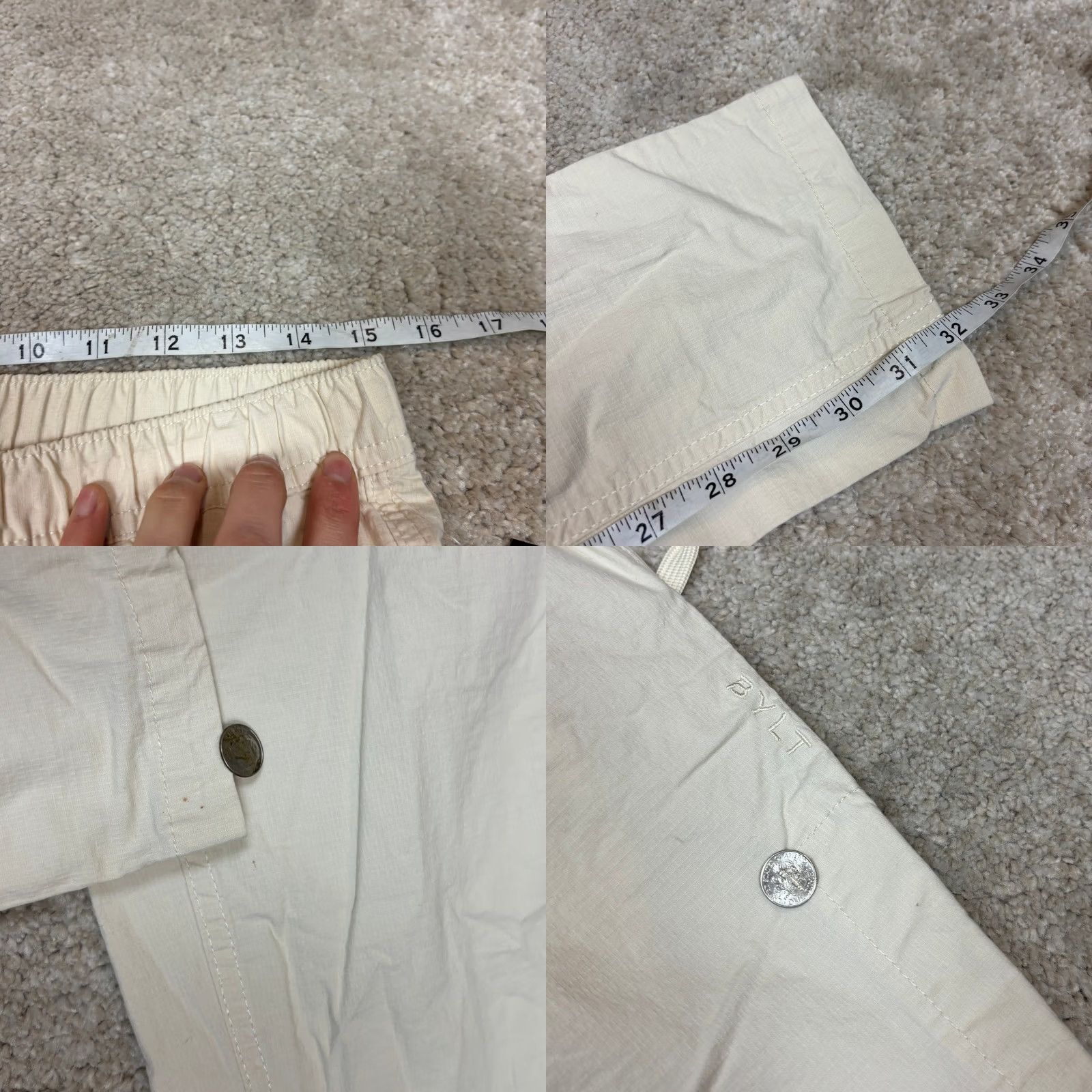 Vintage BYLT Weekender Ripstop Drawstring Pants Men's Medium Minimalist Casual Cream Size US 31 - 8 Thumbnail