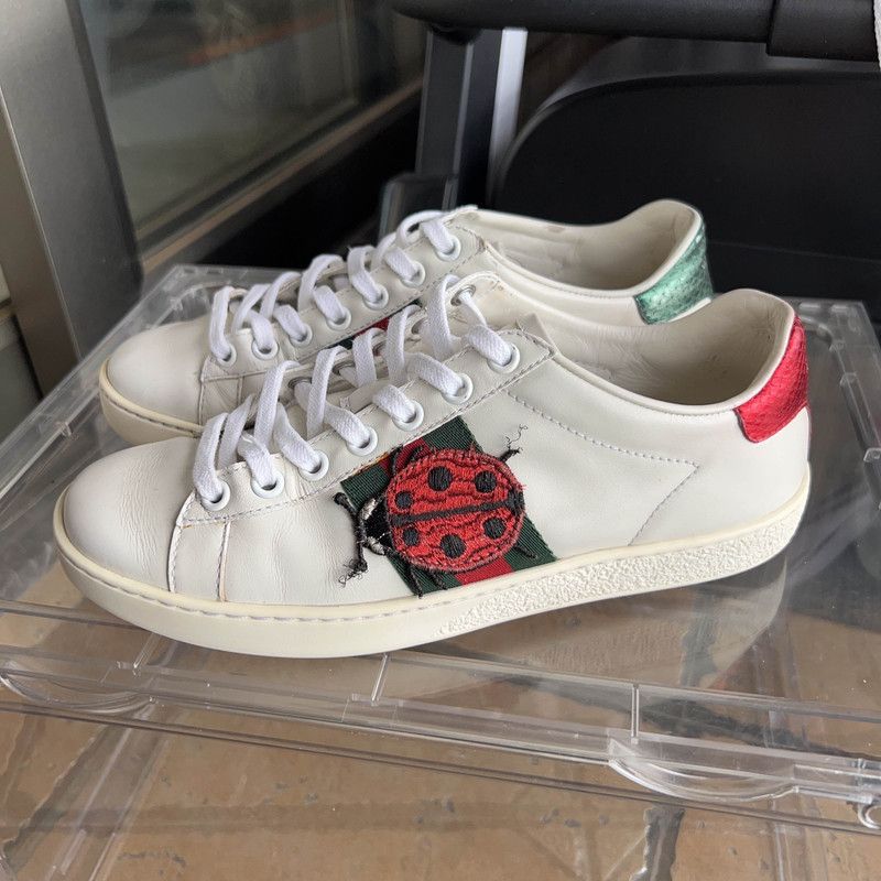 Gucci Gucci ACE Leather Embroidered Sneakers for Women 0079 Size US 5 / IT 35 - 1 Thumbnail