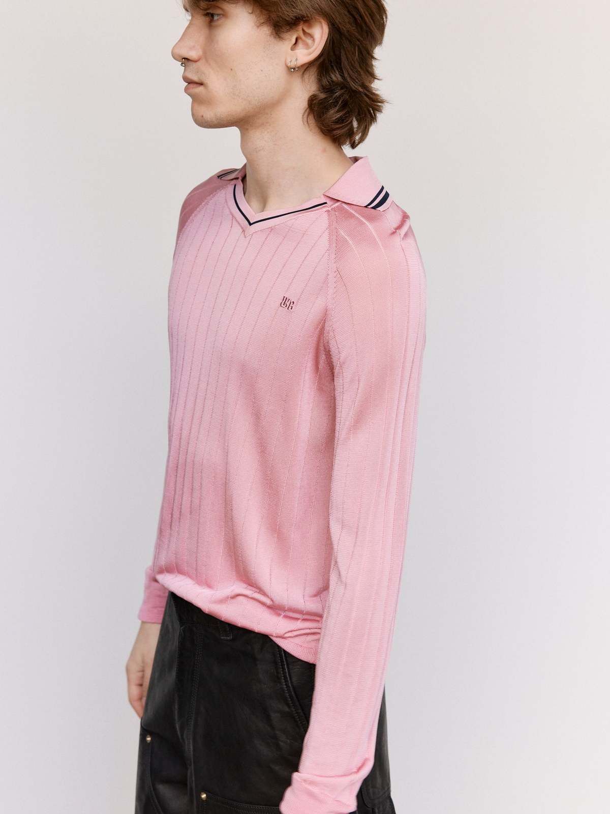 Wales Bonner o1mle0825 Roots Polo Shirt in Pink Size US XL / EU 56 / 4 - 4 Thumbnail