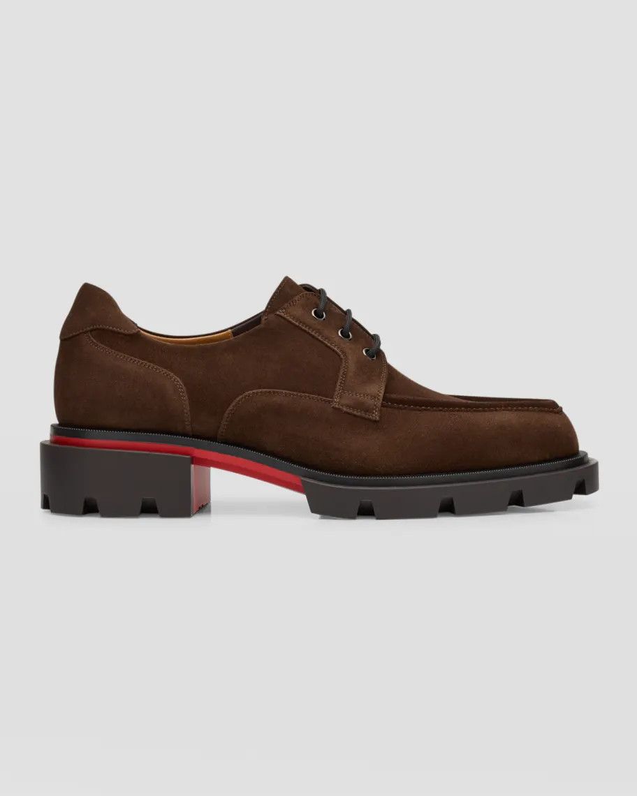 Christian Louboutin o1s1wg111024 Suede Derby Shoes in Brown Size US 12 / EU 45 - 2 Thumbnail