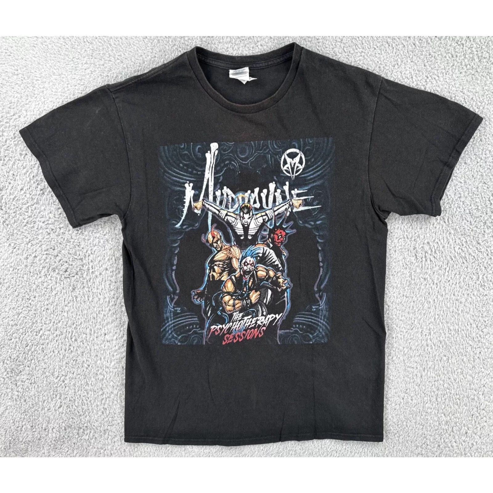 Delta VINTAGE Delta Medium Black T Shirt Muduayne The Psychotherapy Sessions Metal Rock Tour Size US M / EU 48-50 / 2 - 2 Thumbnail