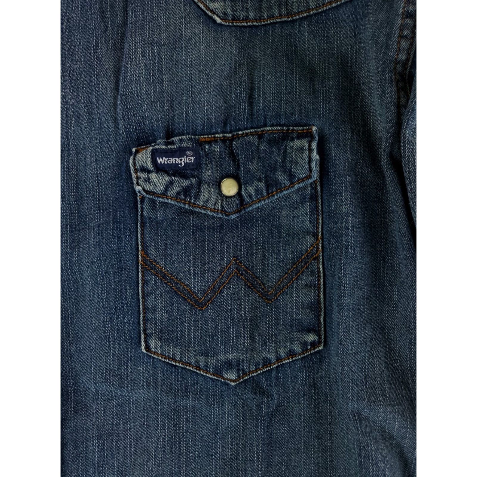 Wrangler Wrangler Shirt Denim Pearl Snap Long Sleeve Blue Western Mens XL Size US XL / EU 56 / 4 - 2 Thumbnail