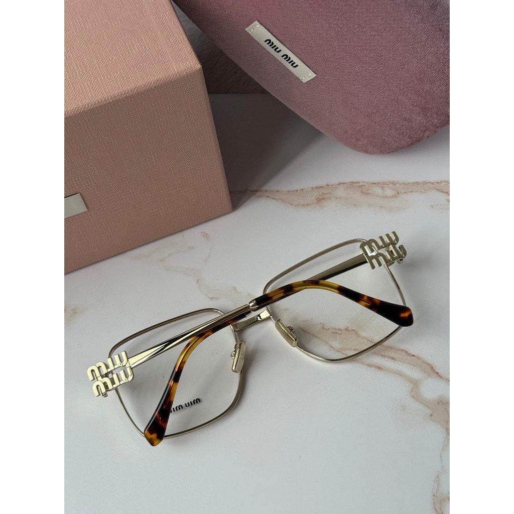 Miu Miu NEW Miu Miu M51XV Gold Square Logo Eyeglasses Frames Size ONE SIZE - 3 Thumbnail