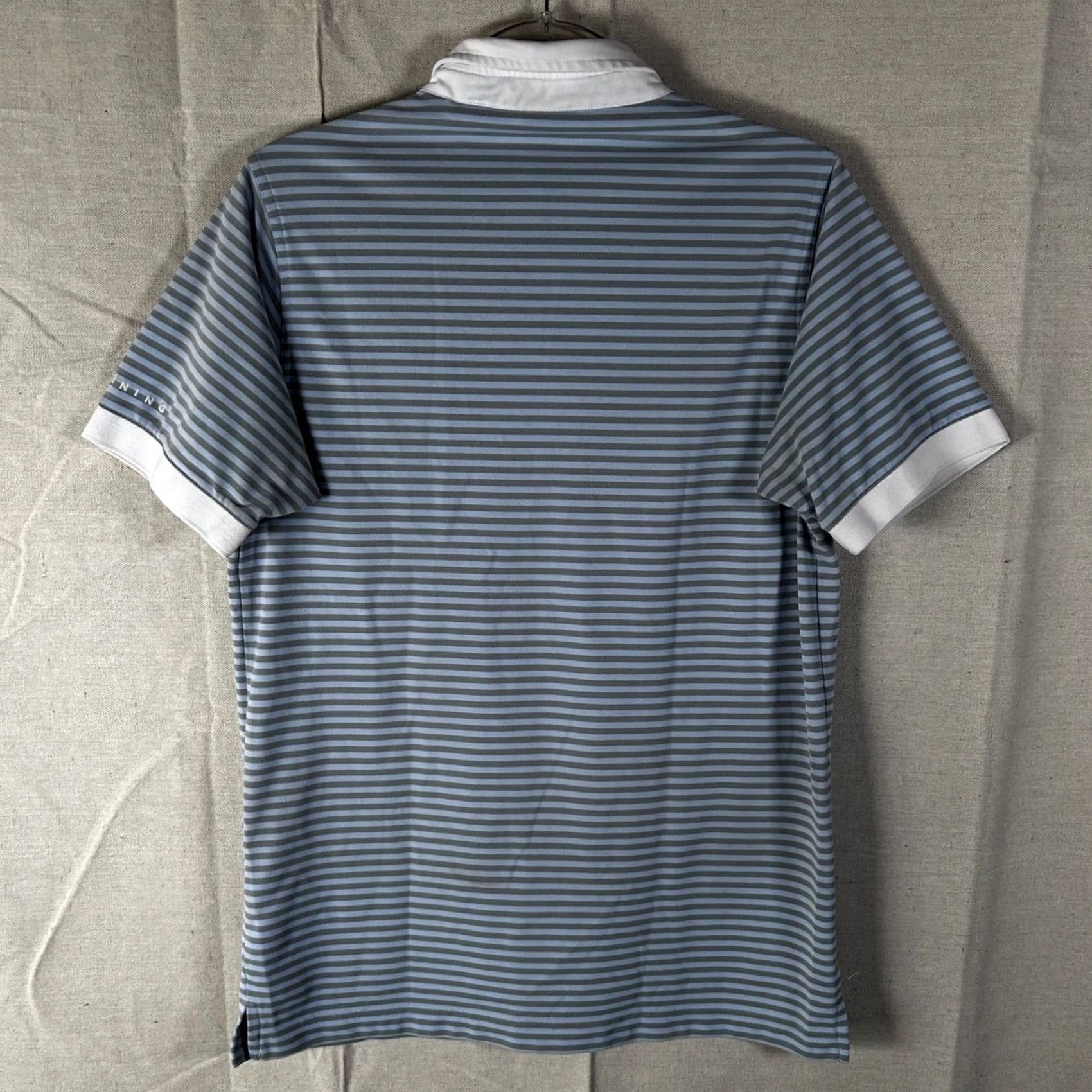 Vintage Dunning Golf Polo Shirt Mens Large Slim Fit Blue Striped Short Sleeve Logo Size US L / EU 52-54 / 3 - 8 Thumbnail