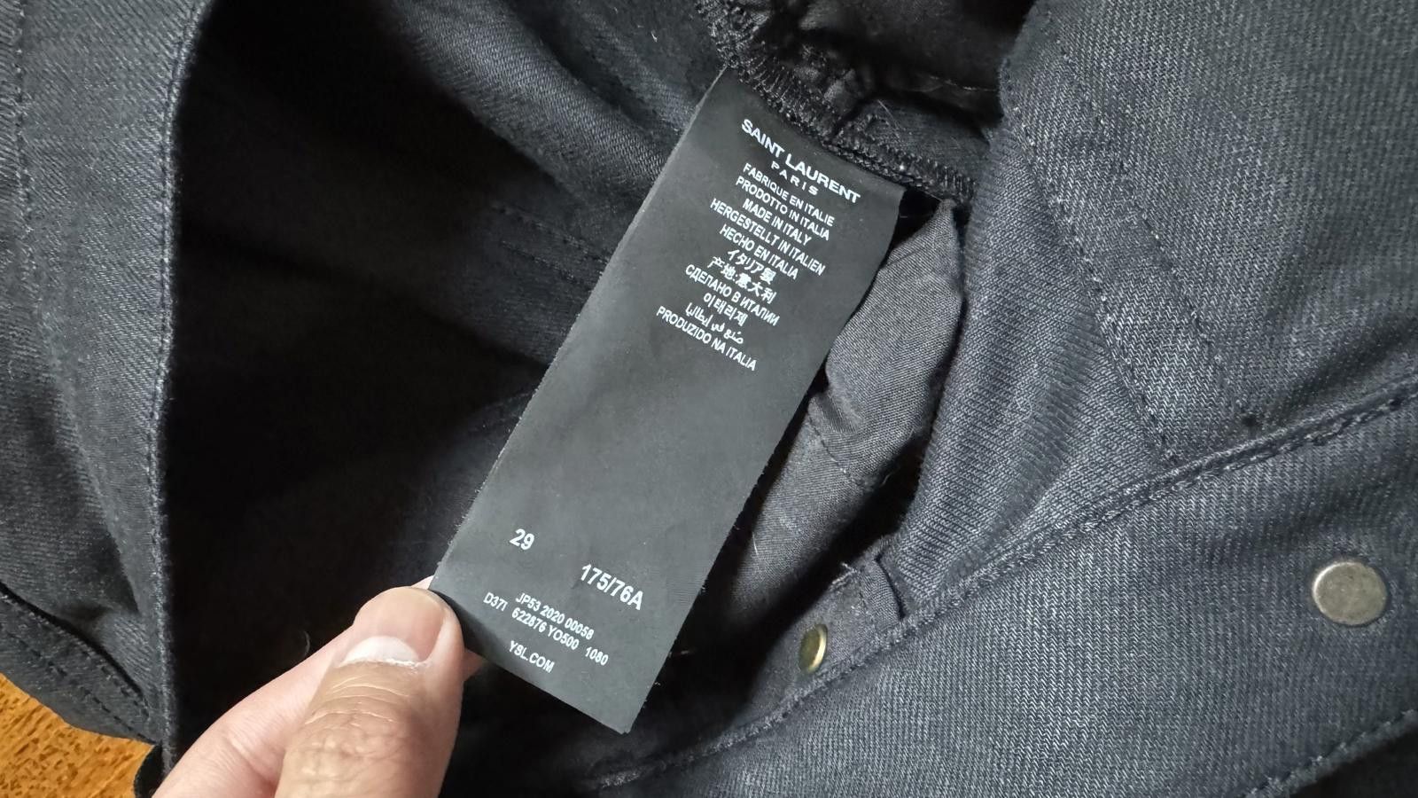 Saint Laurent Paris Saint Laurent D24 Silver Coated Black Denim Jeans Size US 29 - 4 Thumbnail