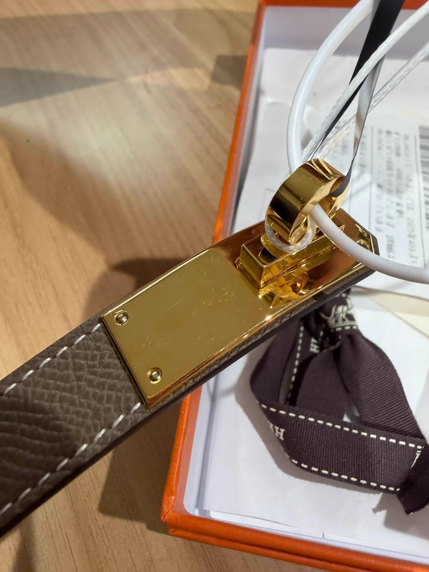 Hermes Hermes Kelly Belt Elephant Grey Gold Buckle W New Size ONE SIZE - 5 Thumbnail