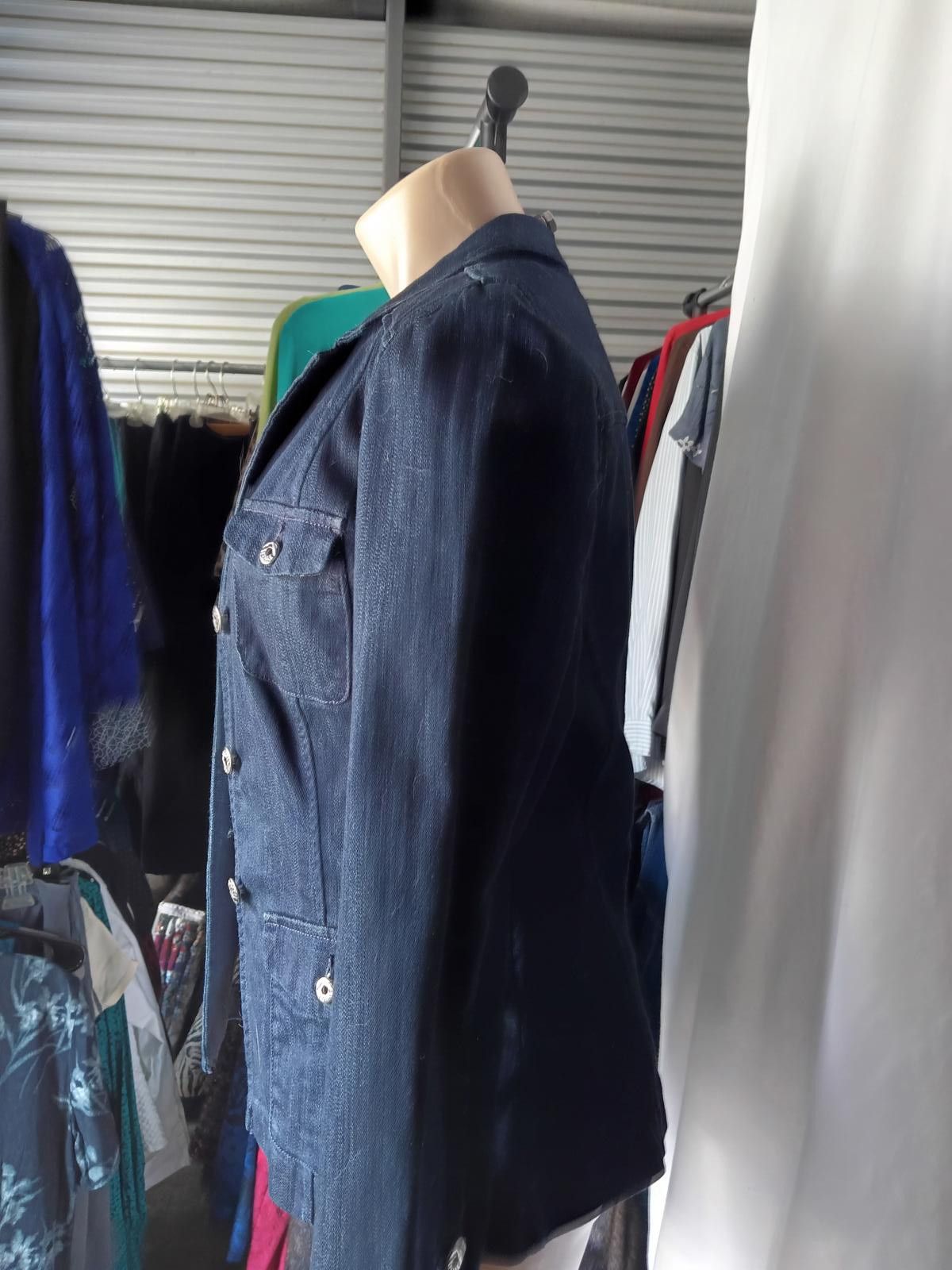Designer Dana Buchman Women's Denim Blazer Size M / US 6-8 / IT 42-44 - 2 Thumbnail