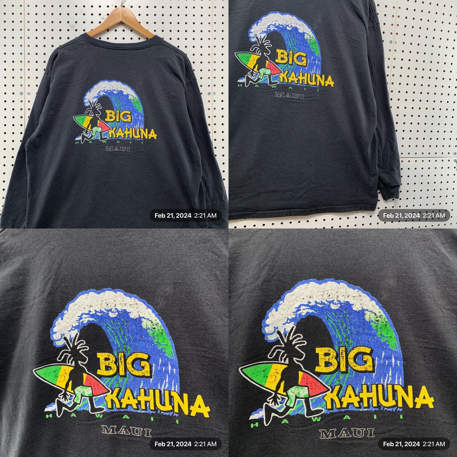 Delta VINTAGE Big Kahuna Maui Hawaii Shirt Mens XL Black Long Sleeve Surfer Size US XL / EU 56 / 4 - 10 Thumbnail