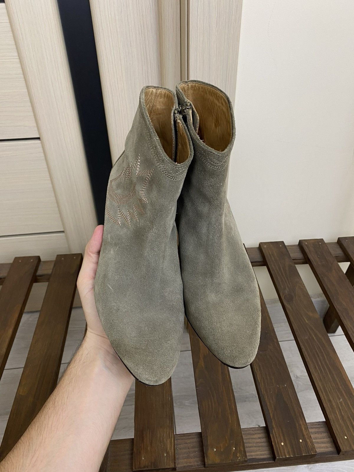 Isabel Marant ISABEL MARANT Dacken Suede Western Embroidered Ankle Boots Size US 8 / IT 38 - 10 Thumbnail