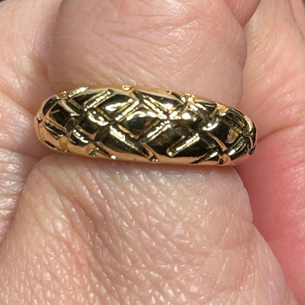 Other Vintage Woven Lattice Dome Ring Chunky Basketweave Size 7.75 Size ONE SIZE - 2 Thumbnail