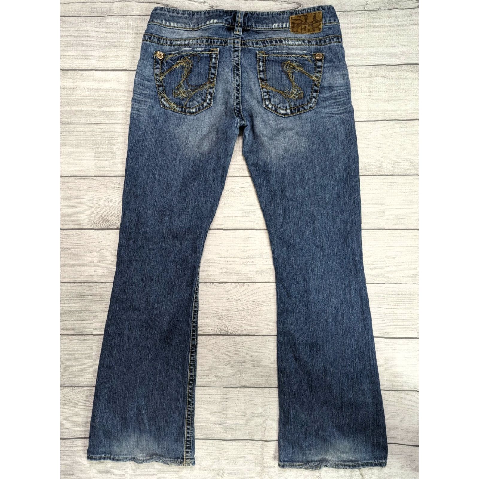 Vintage Silver Tuesday Jeans Women's 29x31 Blue Medium Wash Boot Cut Jeans M5J Size 29" - 2 Thumbnail