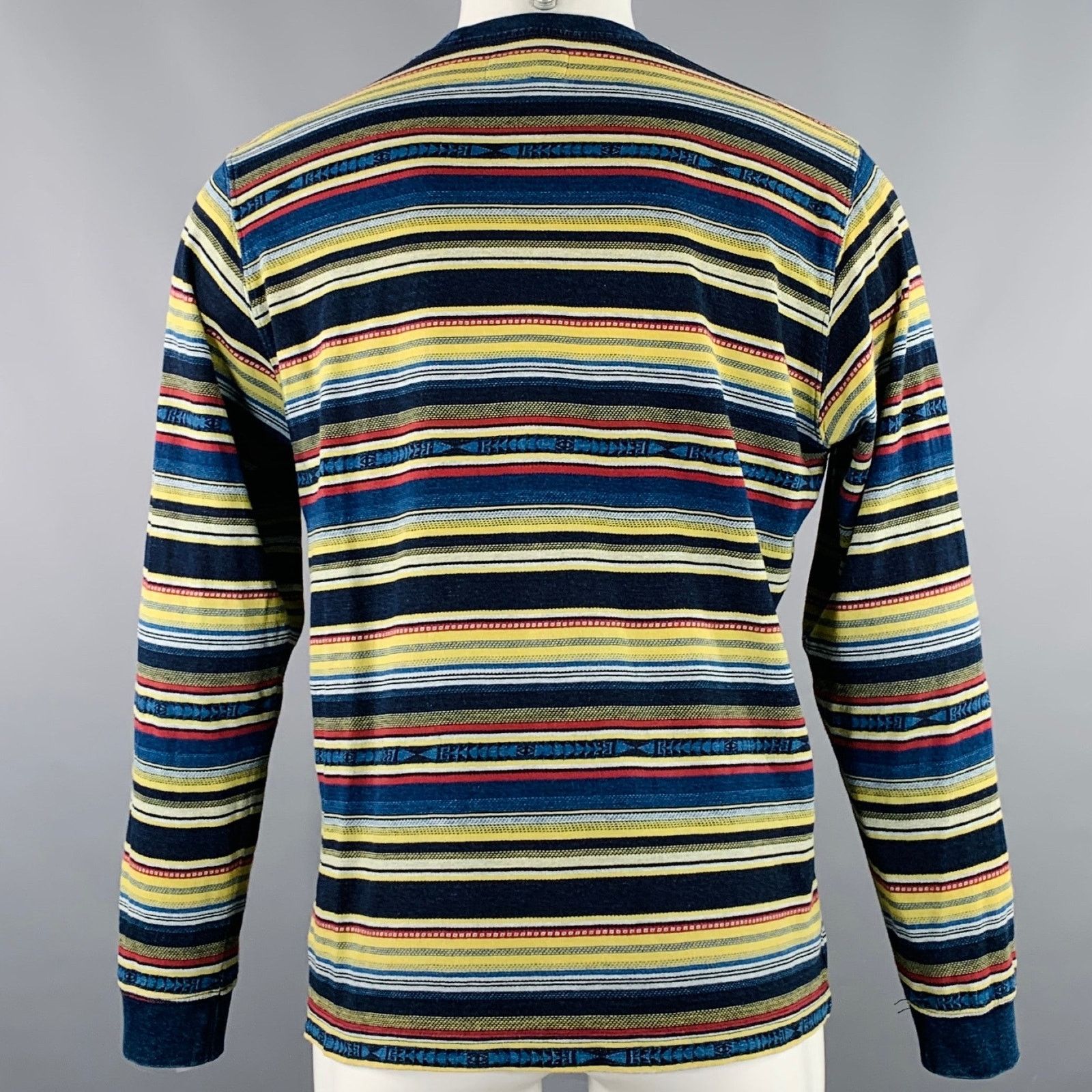 Beams Plus M Black Multi Color Stripe Cotton Crew Neck Pullover Size US M / EU 48-50 / 2 - 4 Thumbnail