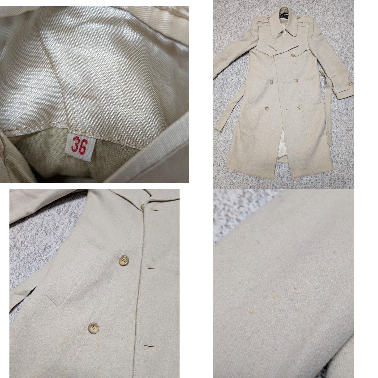 Off-White VINTAGE American Male OVERCOAT Wool Slim XS Off-White Long Coat Belted 36 Chest 34-36 Men Mens Size US XS / EU 42 / 0 - 8 Thumbnail