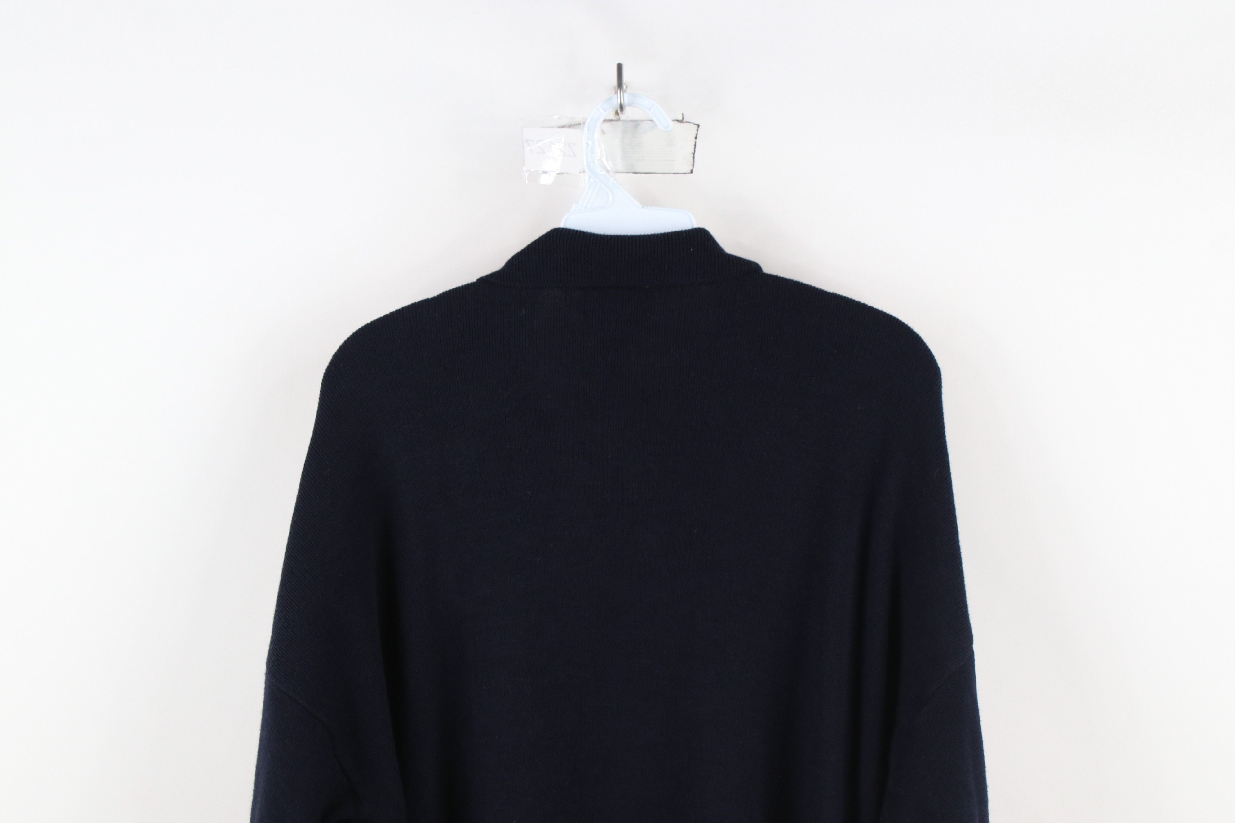 Vintage Vintage 90s Streetwear Collared Henley Sweater Navy Blue Size US L / EU 52-54 / 3 - 8 Thumbnail