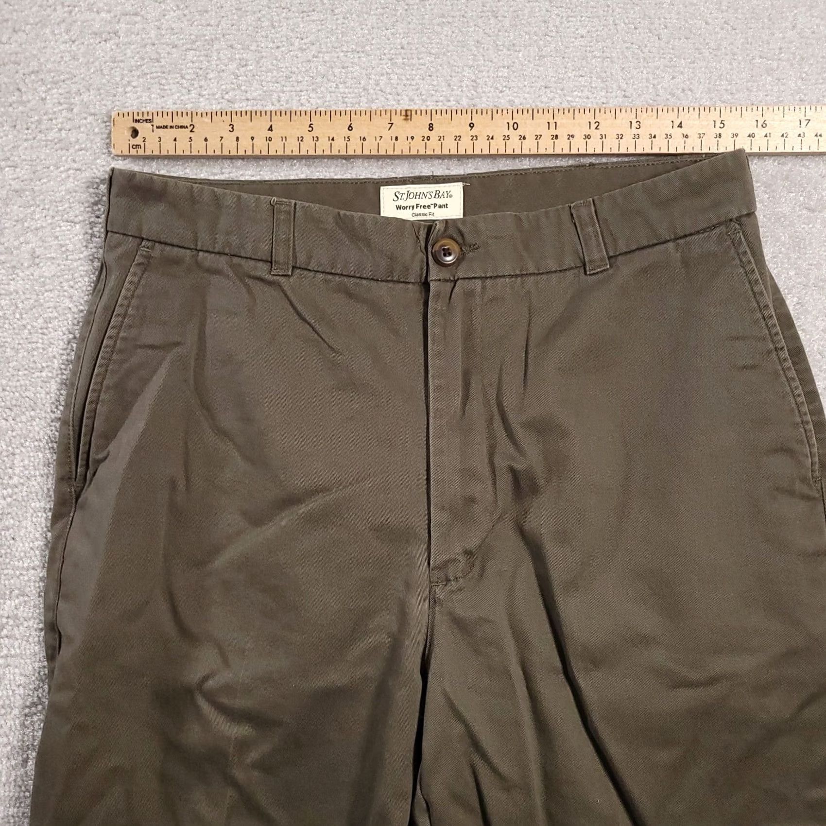 Vintage St John Bay Worry Free Classic Fit Pants Beige Khaki 33x32 Mens Casual Business Travel 30.5in Inseam Tapered Chino Cotton Twill Regular Slim/Fit? Size US 33 - 2 Thumbnail