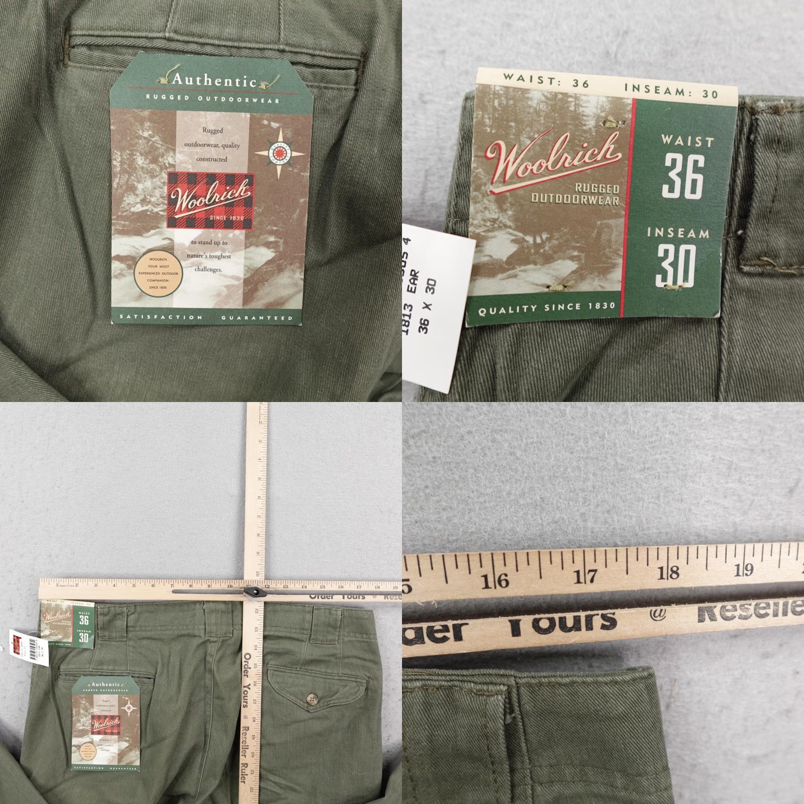 Vintage VINTAGE Woolrich Pants Mens 36x30 Cargo Canvas Green 90s Workwear Pleated Ready to Ship Mens Size US 36 / EU 52 - 8 Thumbnail