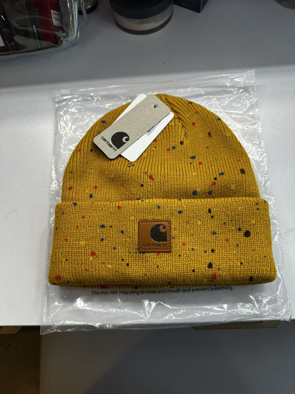 Carhartt CUSTOM carhartt beanie black w/ paint splattered brand new Size ONE SIZE - 1 Thumbnail