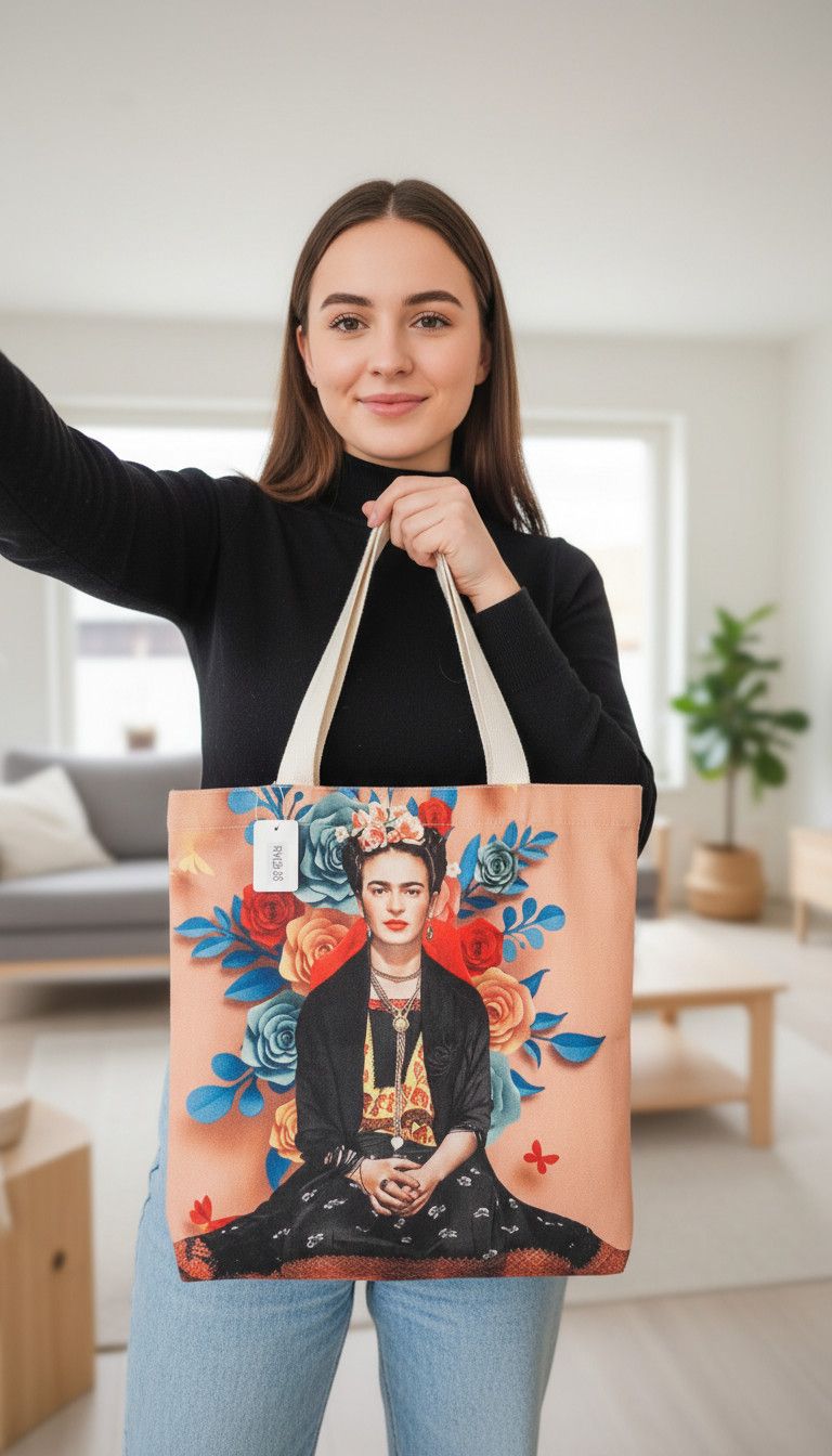 Other FRIDA KAHLO Custom Print Artisanal Linen Tote Bag Hand Size ONE SIZE - 1 Thumbnail