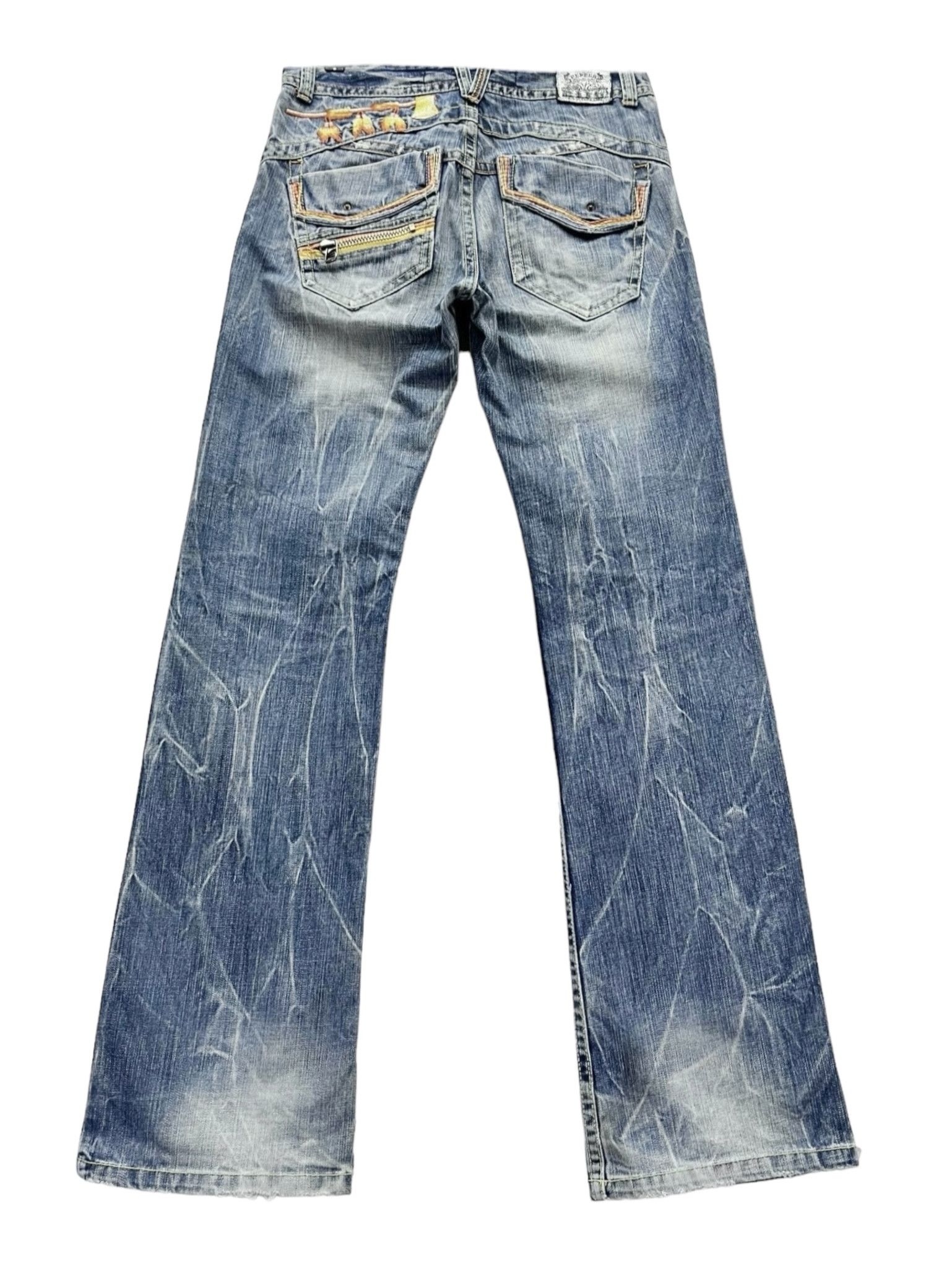 Le Grande Bleu (L.G.B.) RED PEPPER x OZZFIRST Embroidery Navajo Tomahawk Flare Denim Size US 30 / EU 46 - 1 Thumbnail