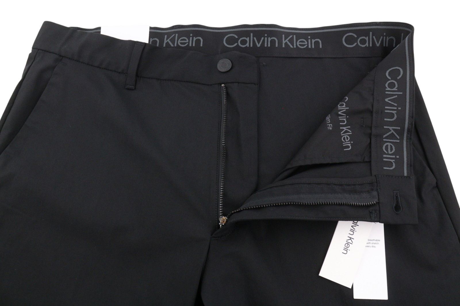 Calvin Klein TECH COTTON STRETCH SLIM M Black Zip Fly Chino 87461 Size US 32 / EU 48 - 4 Thumbnail