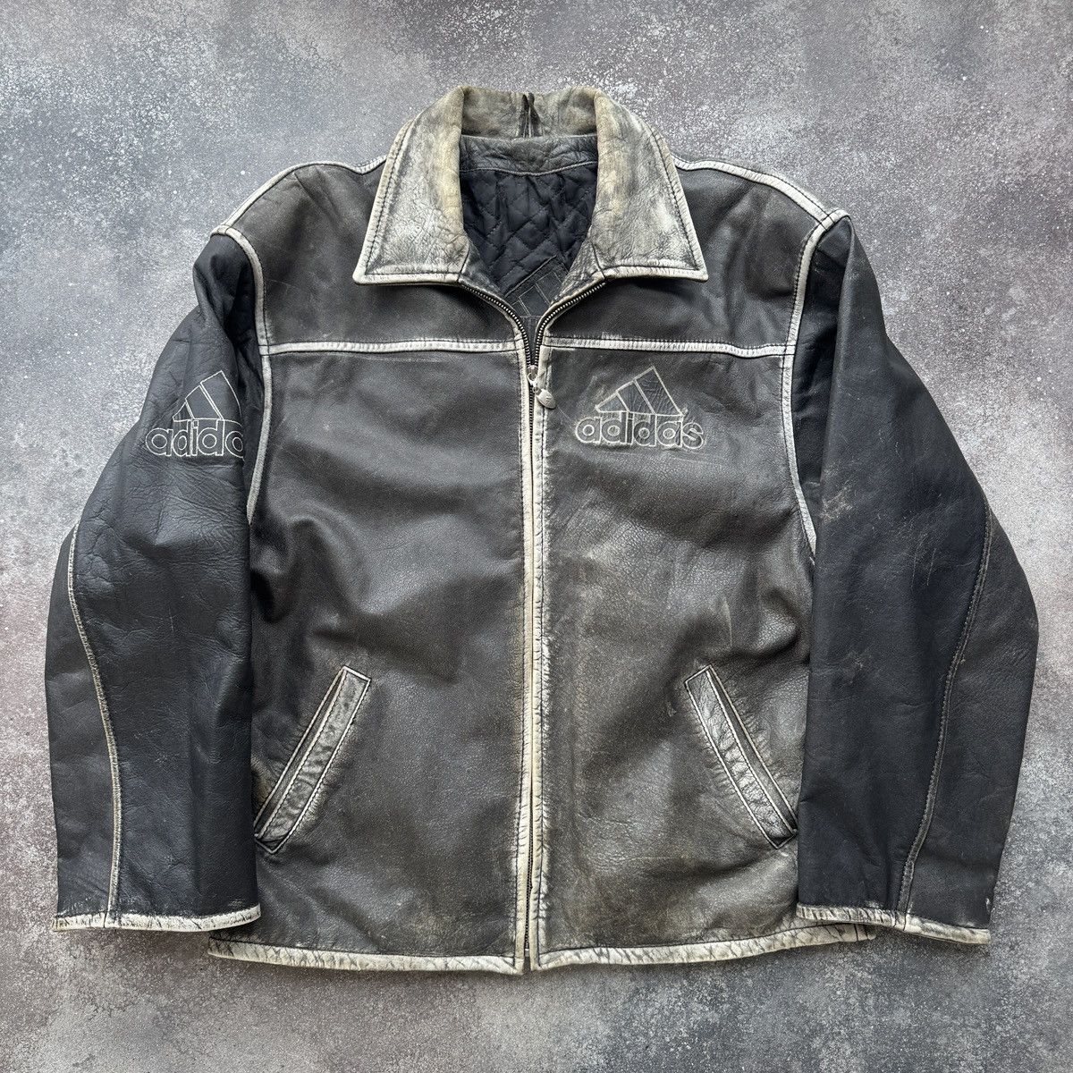 Adidas Adidas Leather Jacket Black And Gold | Grailed