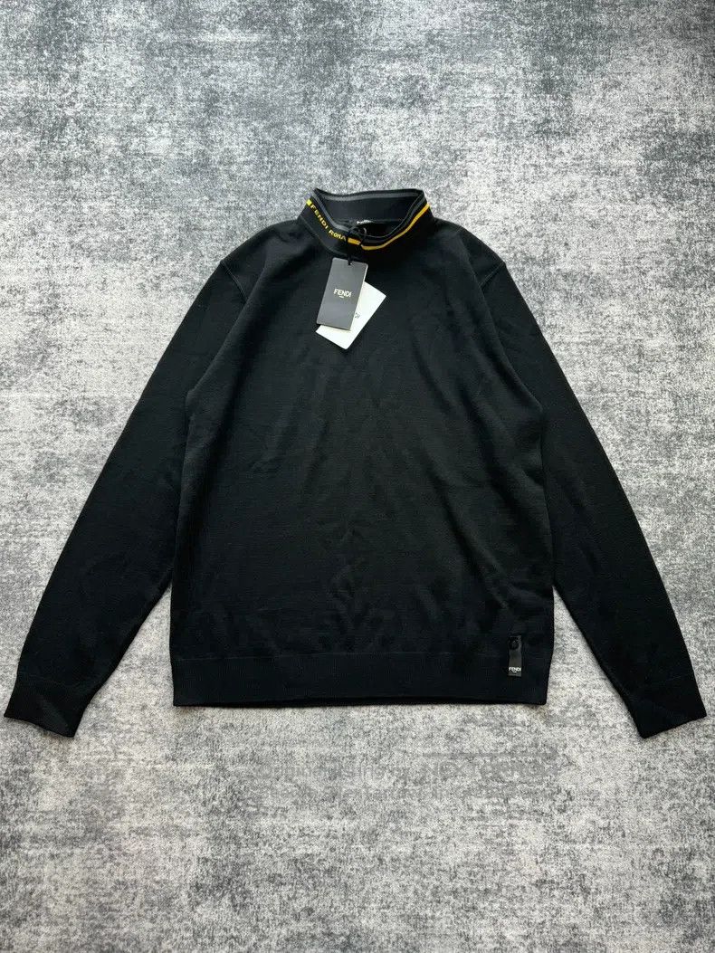 Fendi Fendi Black logo thick wool knit sweater Size US L / EU 52-54 / 3 - 1 Thumbnail