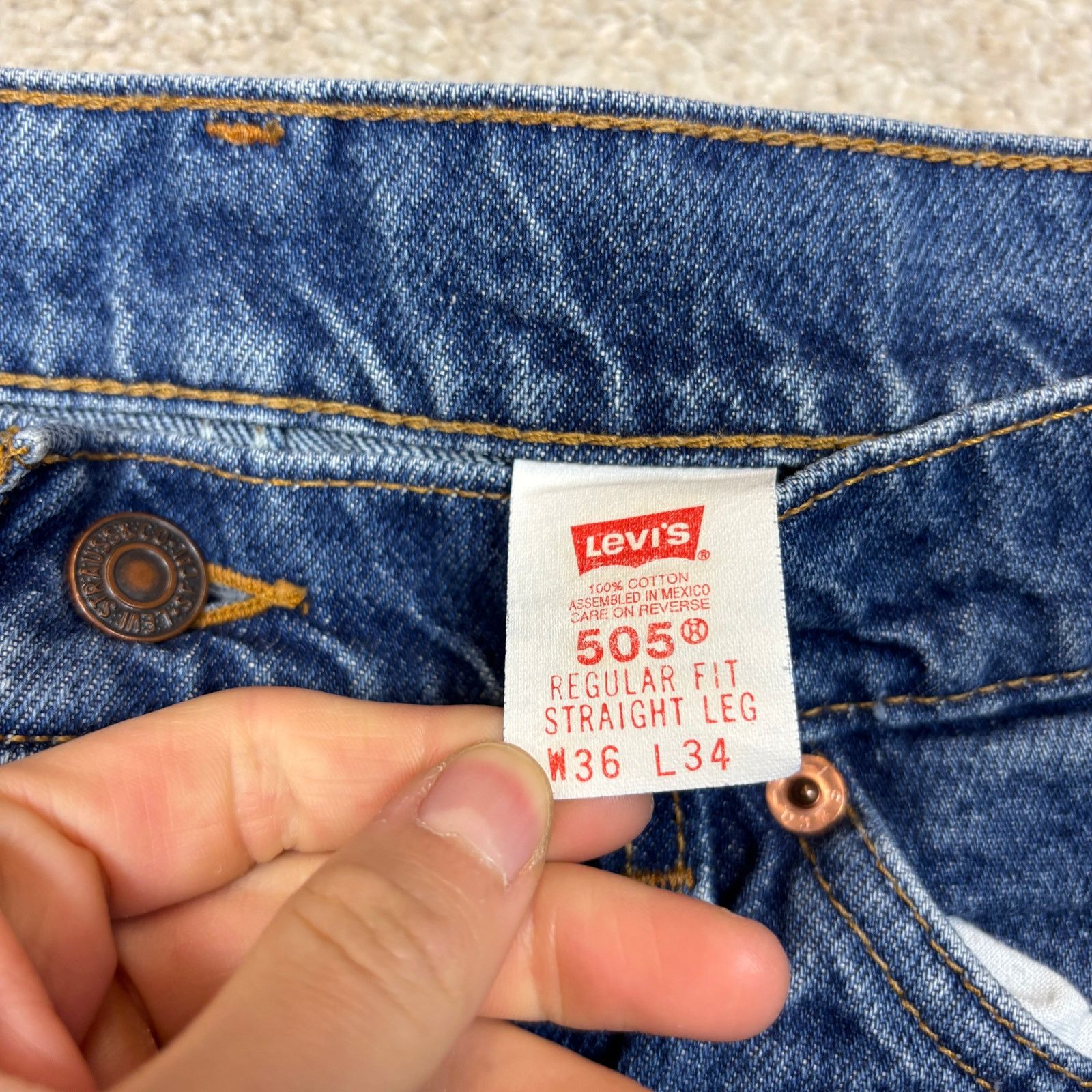 Levi's Vintage 90s Levi's 505 Orange Tab Straight Leg Jeans 36x34 Size US 36 / EU 52 - 6 Thumbnail