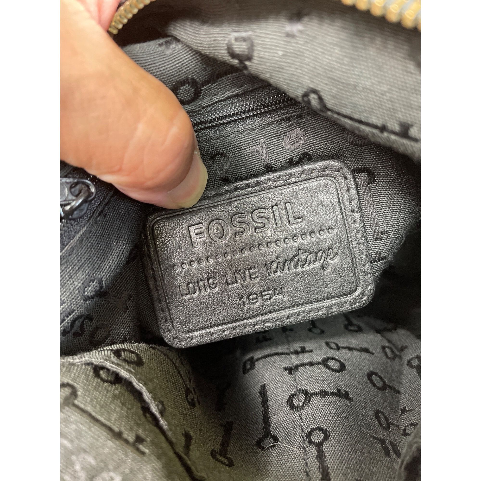 Fossil Fossil Long Live Vintage Womens Black Leather Crossbody Han Size ONE SIZE - 13 Thumbnail