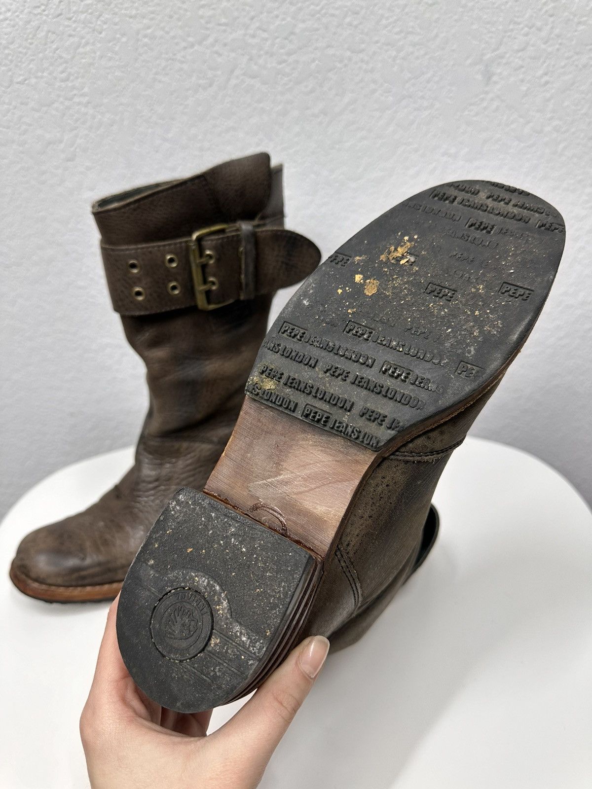 Pepe Jeans Vintage Leather Boots IfSixWasNine Guidi Style Margiela Vibe Size US 9 / IT 39 - 14 Thumbnail