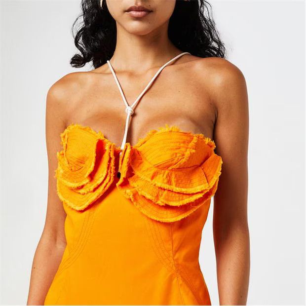 Jacquemus o1g2r1mq1024 Mini Dress in Orange Size XS / US 0-2 / IT 36-38 - 3 Thumbnail