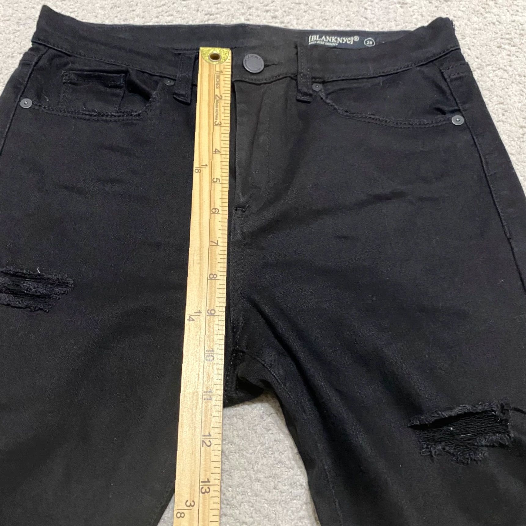 Vintage BLANKNYC Jeans Womens Dark Wash Skinny Distressed Mid Rise 28 Black Denim 5-Pocket Size 27" / US 4 / IT 40 - 7 Thumbnail