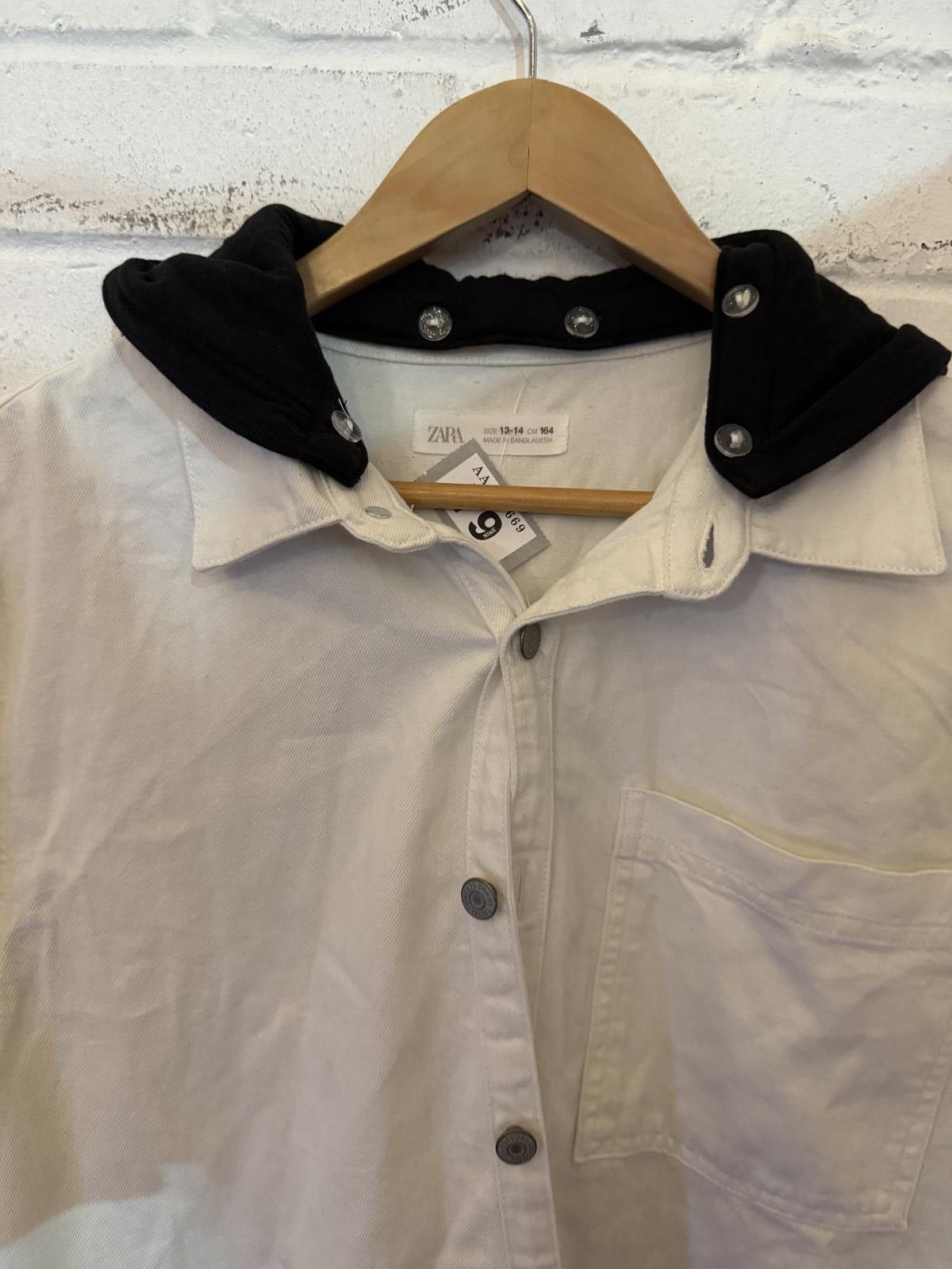 Unknown London Casual White Long Sleeve Shirt with Black Hood Size US XXS / EU 40 - 4 Thumbnail