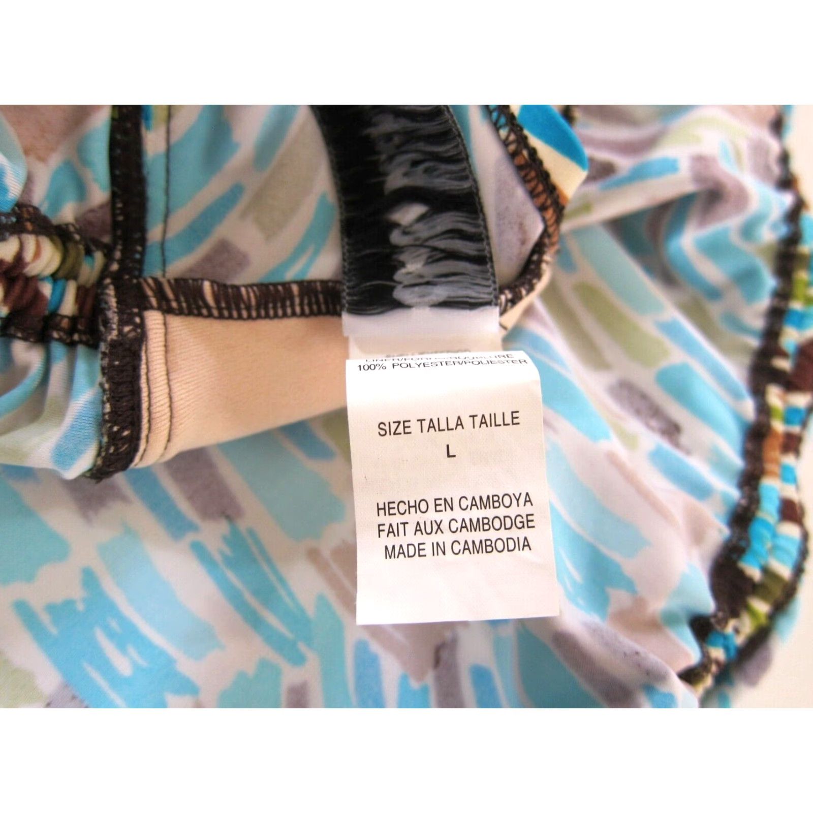 Vintage Coco Beach Blue Tankini Swim Top L Women Abstract Built In Bra Brown Green 34" Bust 30" Waist 23" Shoulder to Bottom Hem Mens? Size L / US 10 / IT 46 - 6 Thumbnail