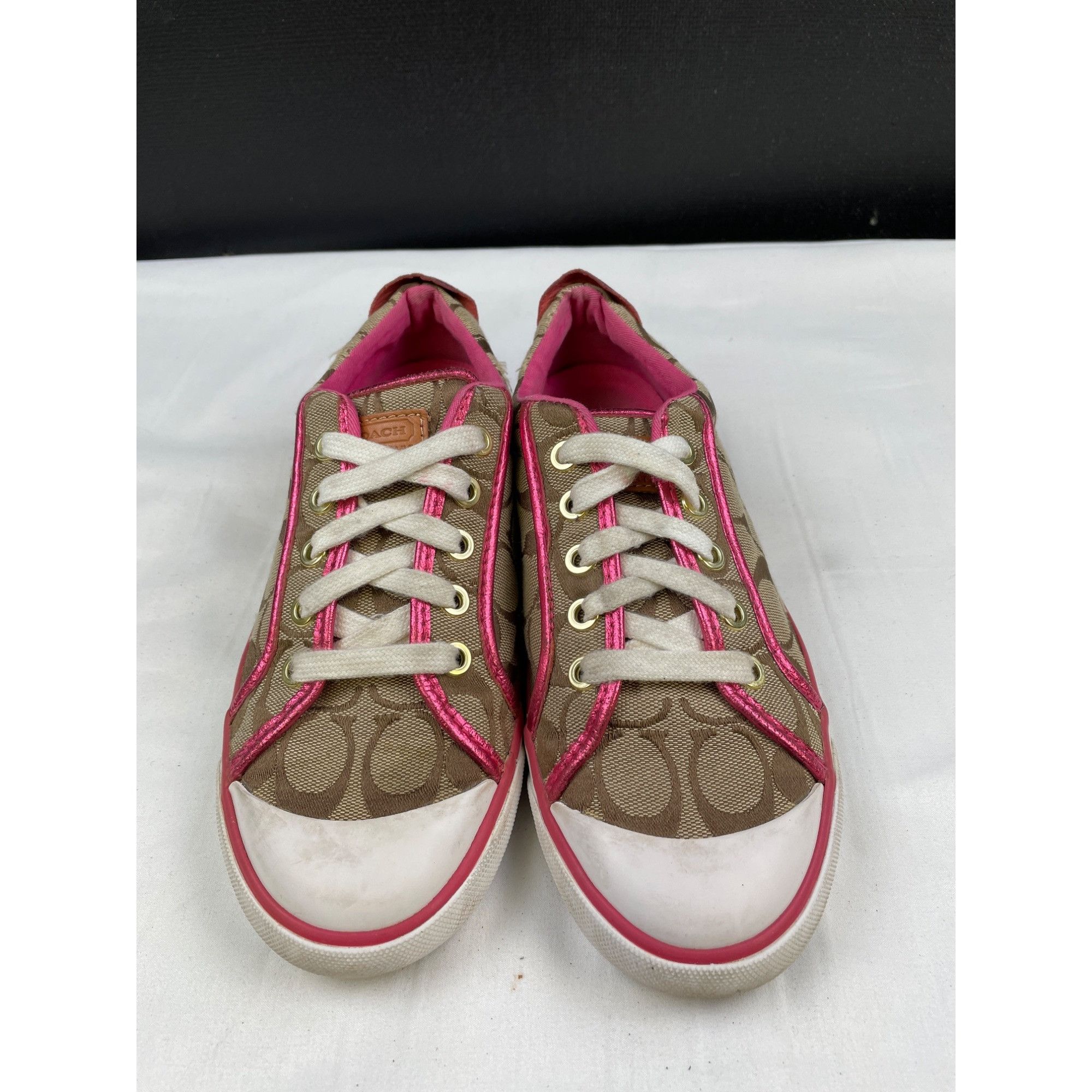 Coach Coach Women's Metallic Pink /Tan Canvas Sneakers/ Shoes Size Size US 7 / IT 37 - 1 Thumbnail