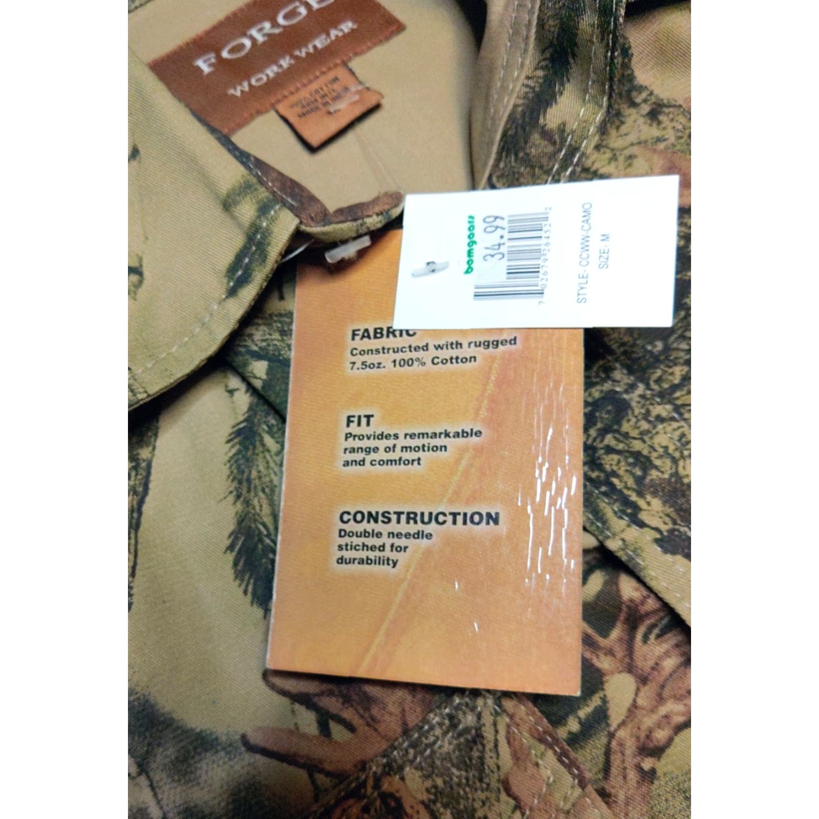 Vintage Forge Shirt Mens Med Camo Brushpopper Western Pearl Snap Hunting Workwear Casual Button-Up Pocketed Outdoors Size US M / EU 48-50 / 2 - 6 Thumbnail