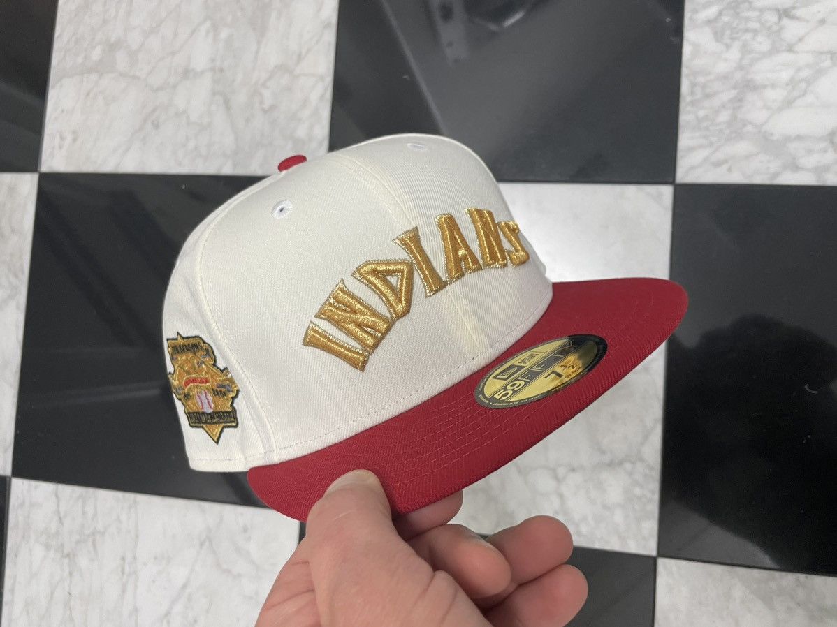 New Era 🔥 Exclusive Indians Throwback fitted hat size 7 1/2 Size ONE SIZE - 1 Thumbnail