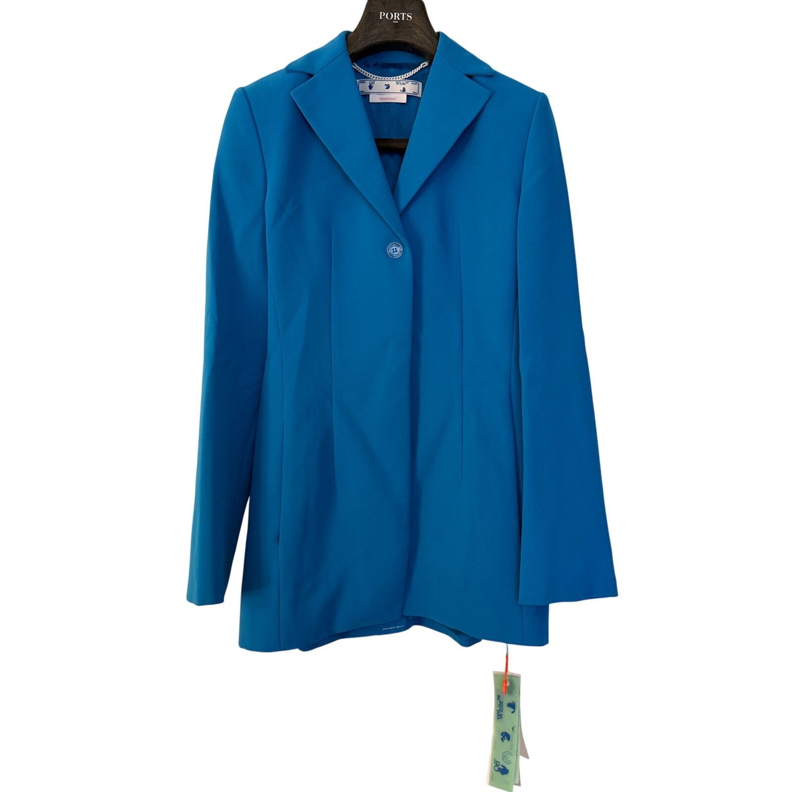 Off-White Off White NWT Women's Blue-White Cady Oversized Blazer Size L / US 10 / IT 46 - 1 Thumbnail