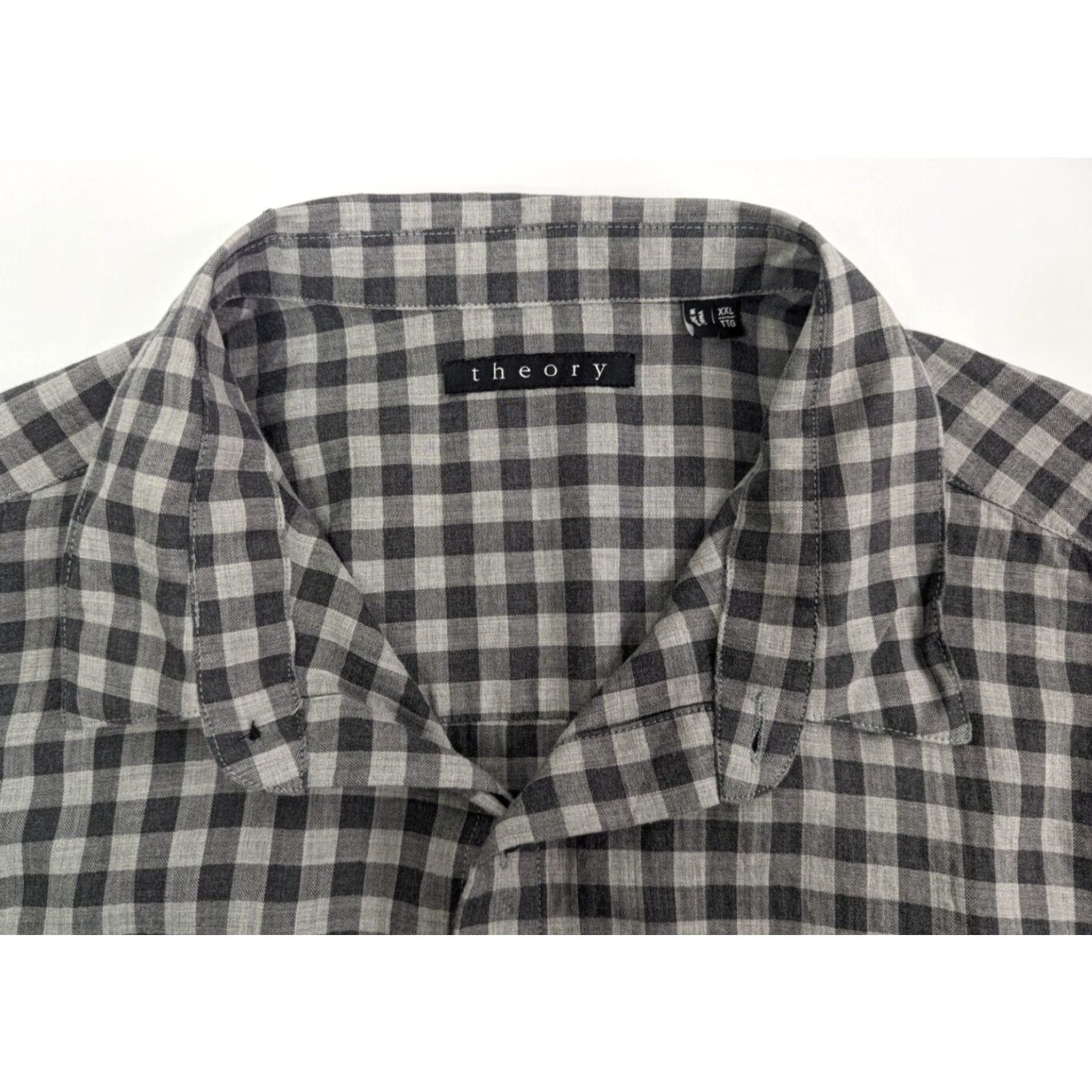 Theory VINTAGE Theory Bariet Anawan Check Button Flap Pockets Shirt In Winter Sky Men's 2XL Size US XXL / EU 58 / 5 - 6 Thumbnail