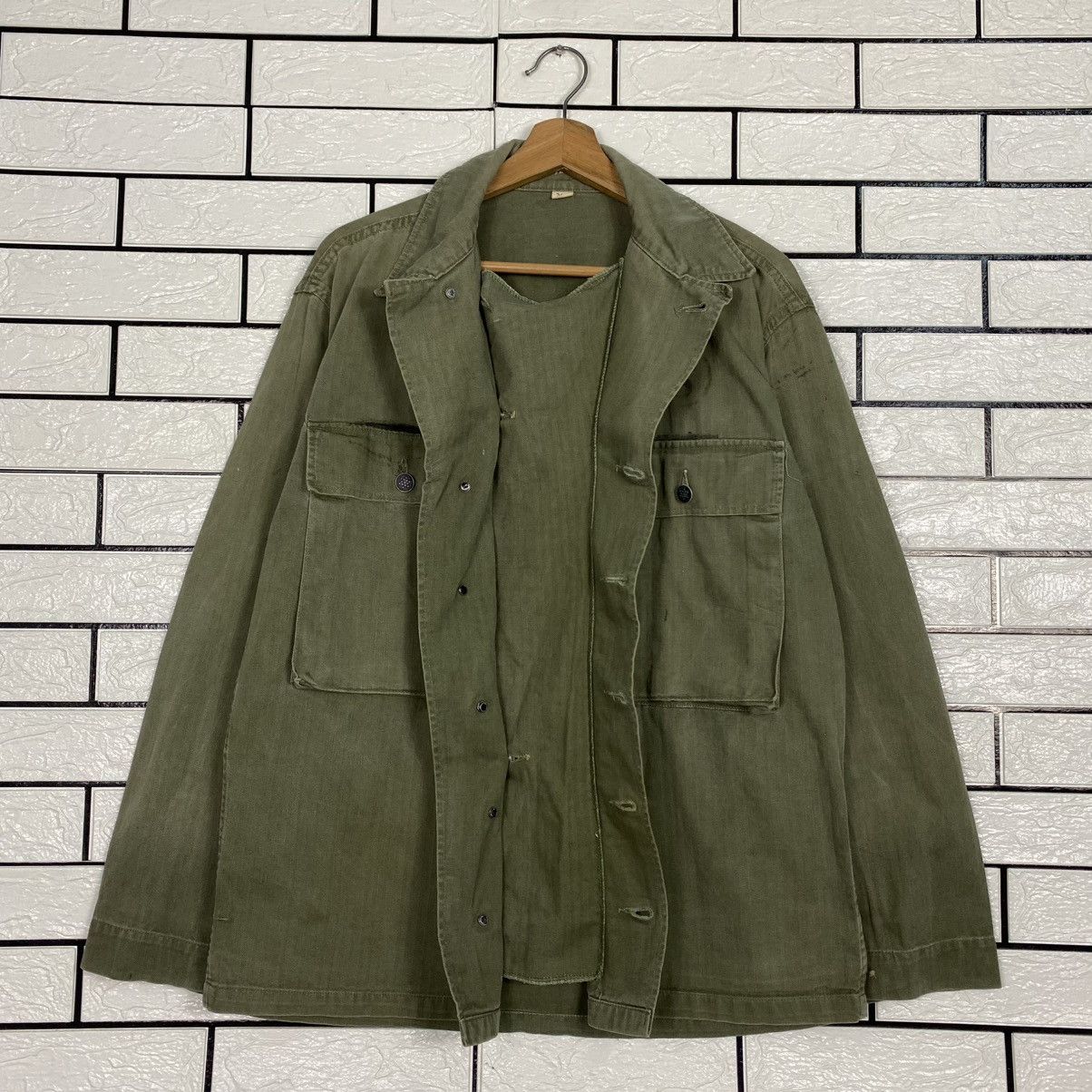 Vintage 🔥TRUE VINTAGE 40’s 13 STARS BUTTON HBT JACKET MILITARY USN Size US M / EU 48-50 / 2 - 11 Thumbnail