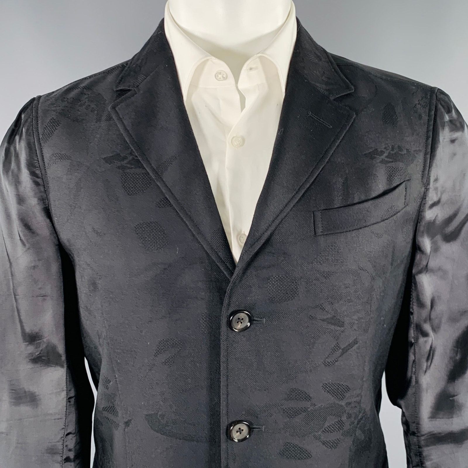 Alexander McQueen Size 40 Black Jacquard Wool Blend Sport Coat Size 40R - 2 Thumbnail